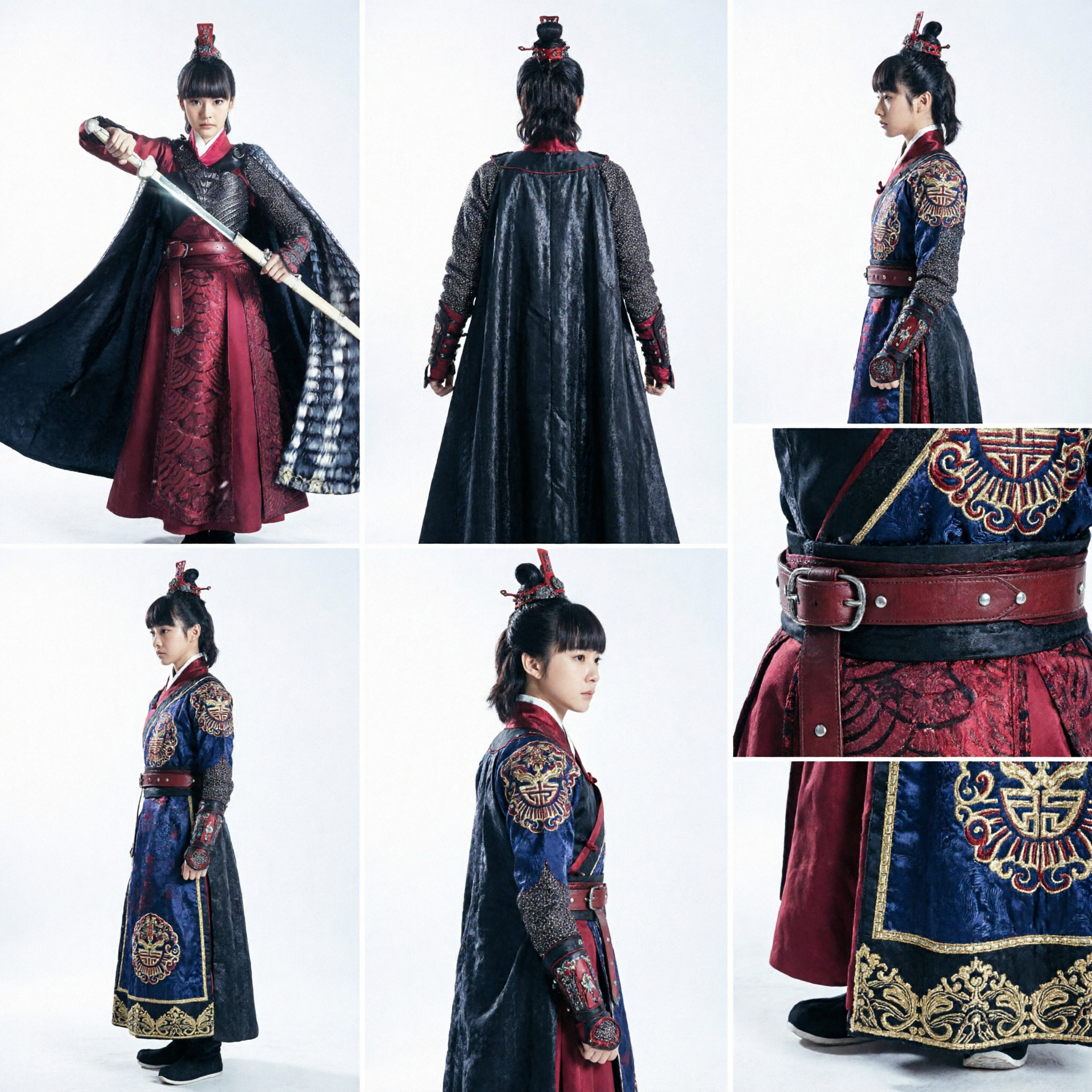 Ancient Chinese Female Warrior General Armor Costume Traditional Red Hanfu Cosplay Outfit for Women