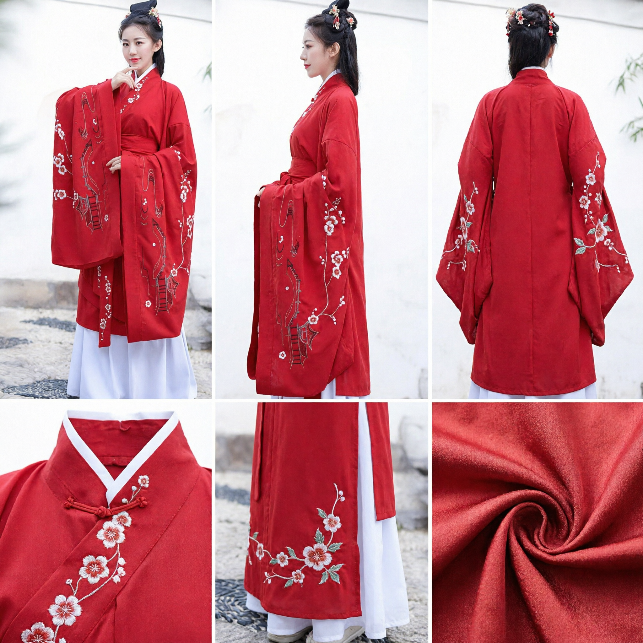 Traditional Chinese Hanfu Red Ming Dynasty Embroidered Ancient Costume Wedding Dress for Women