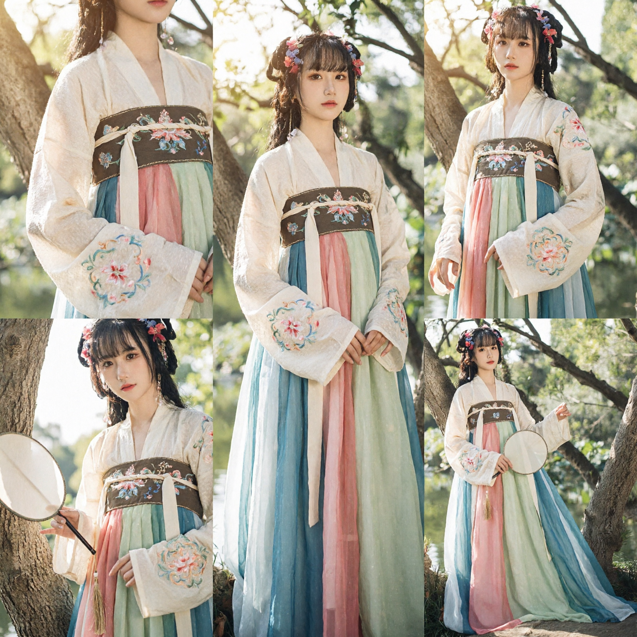 Traditional Chinese Hanfu Dress Tang Dynasty Palace Lady Ancient Costume for Women with Colorful Skirt