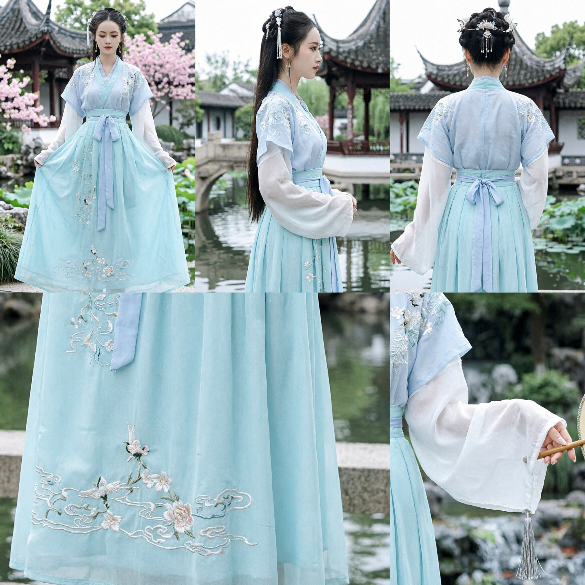 Elegant Light Blue Hanfu Dress for Women Traditional Chinese Ancient Costume Embroidered Fairy Outfit for Performance