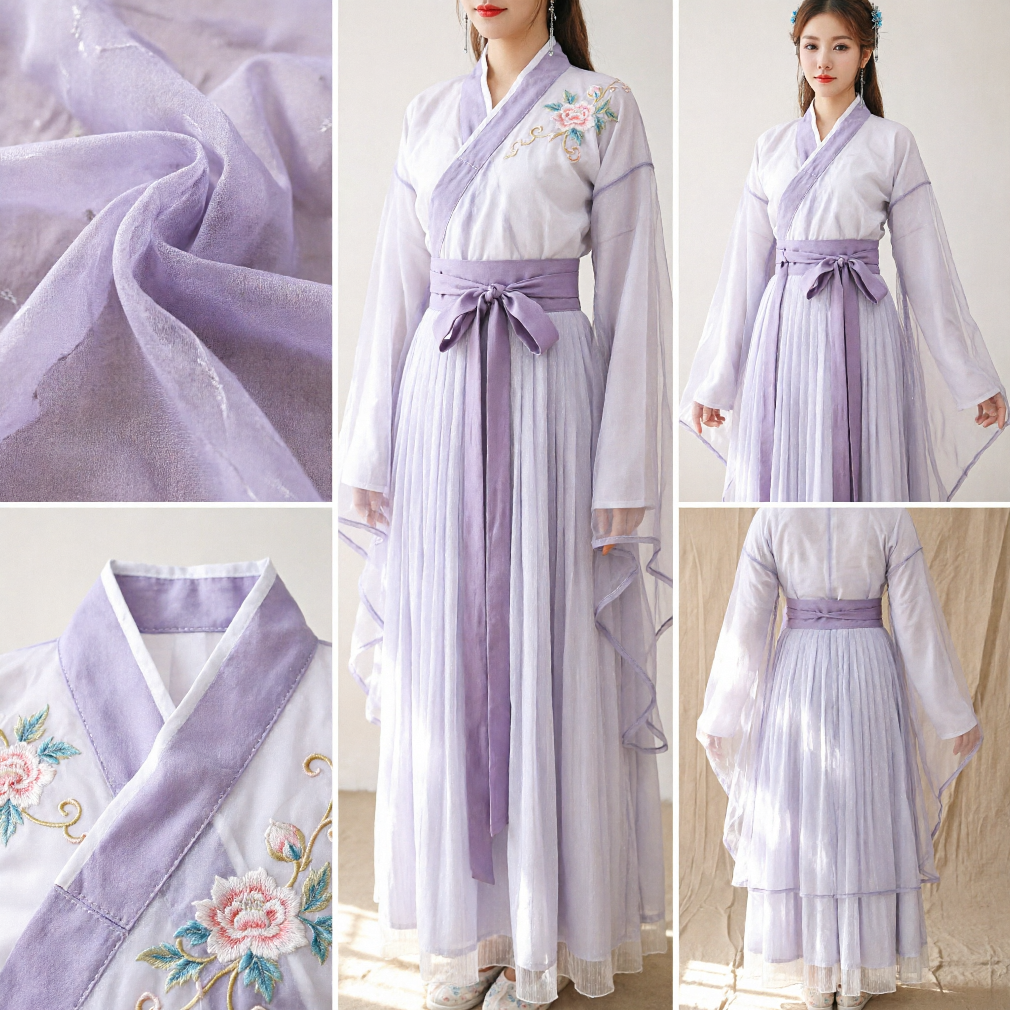 Elegant White Traditional Chinese Hanfu Ancient Fairy Costume with Sheer Cape for Women Performance