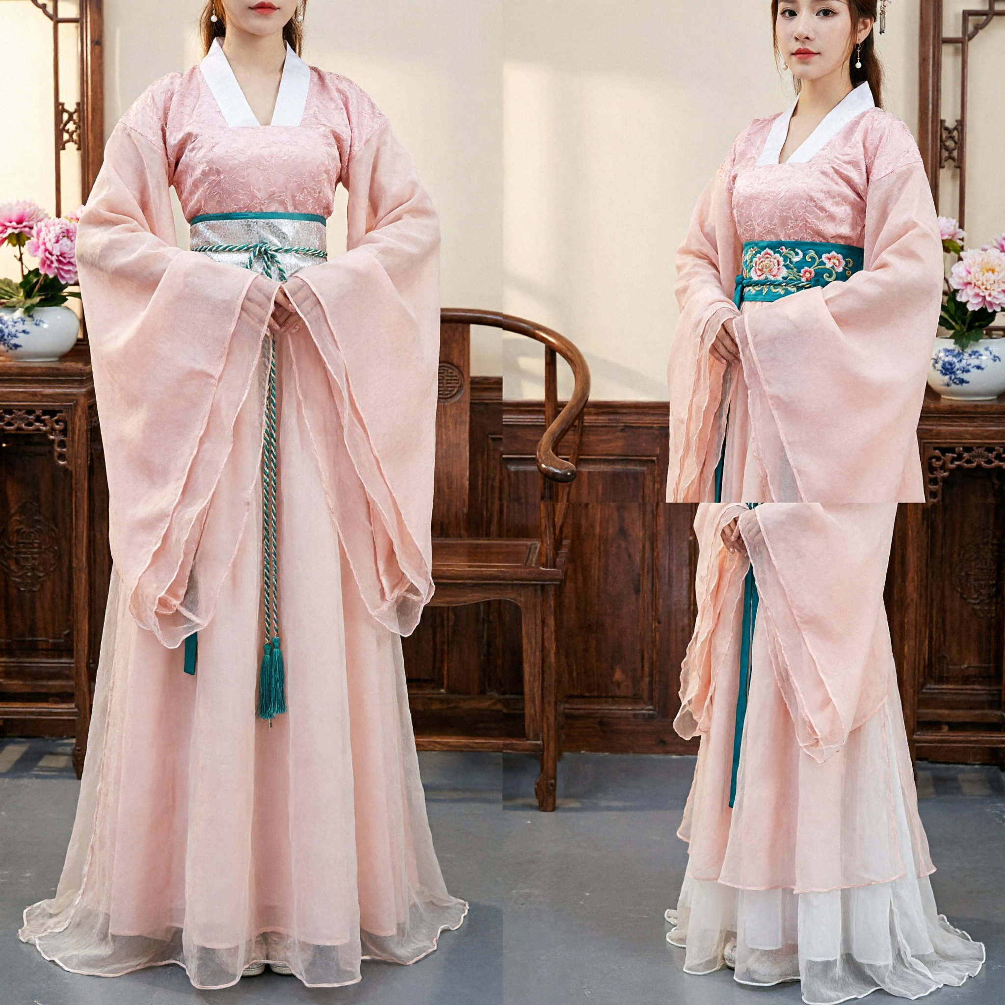 Elegant Pink Traditional Chinese Hanfu Ancient Princess Dress Tang Dynasty Style Costume for Women