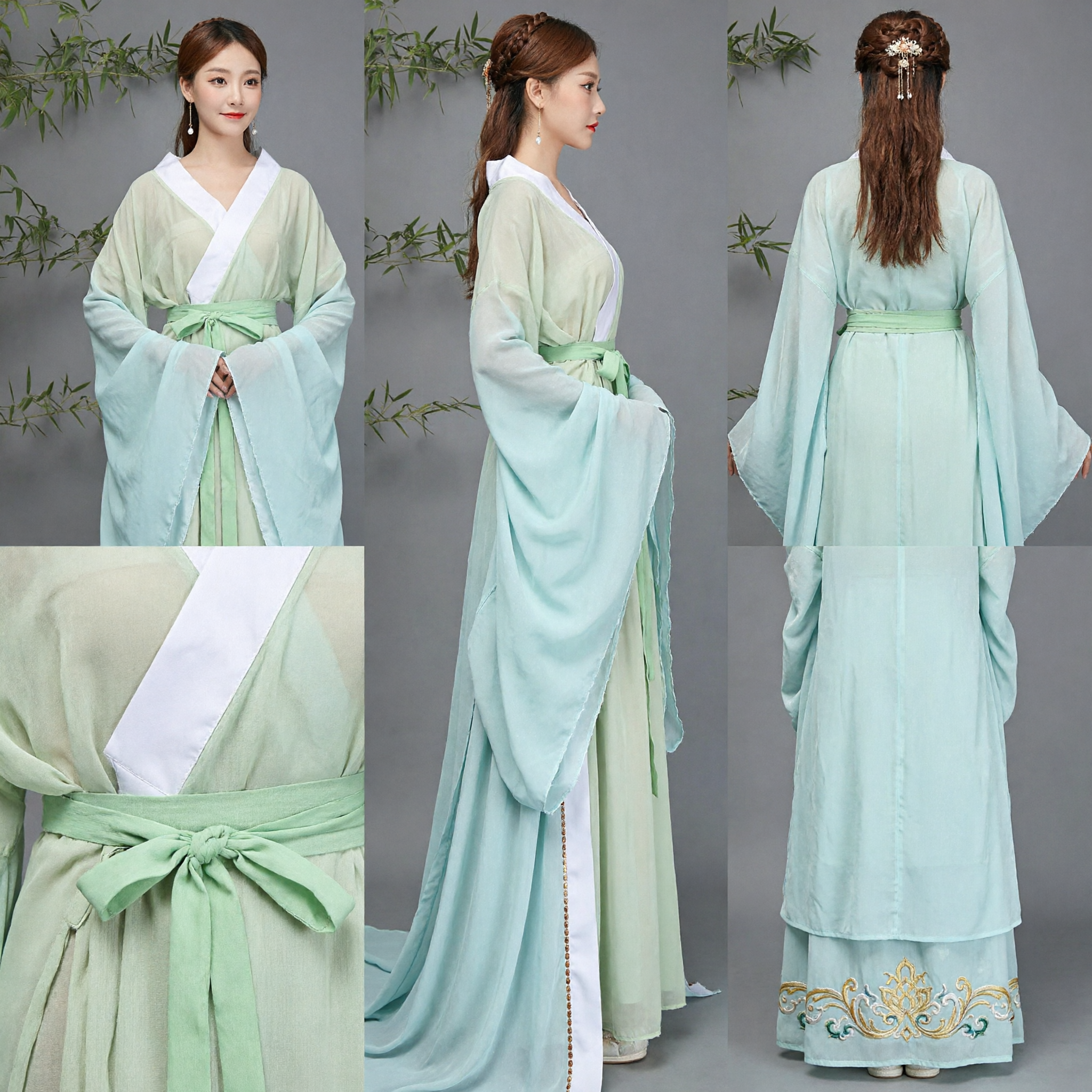 Traditional Chinese Hanfu Green Fairy Dress Ancient Princess Costume Flowing Chiffon Robe for Women Performance