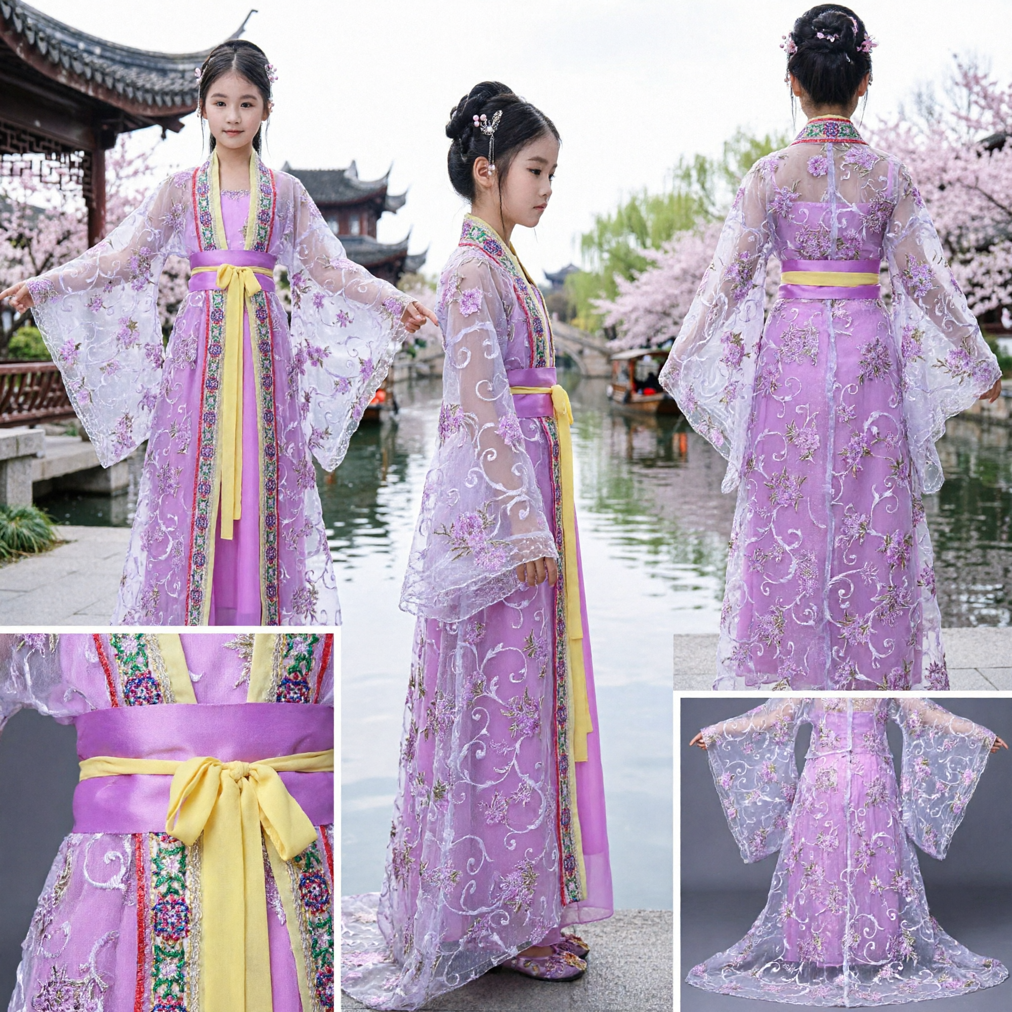 Purple Chinese Hanfu Dress for Girls Kids Traditional Ancient Costume Fairy Performance Clothing