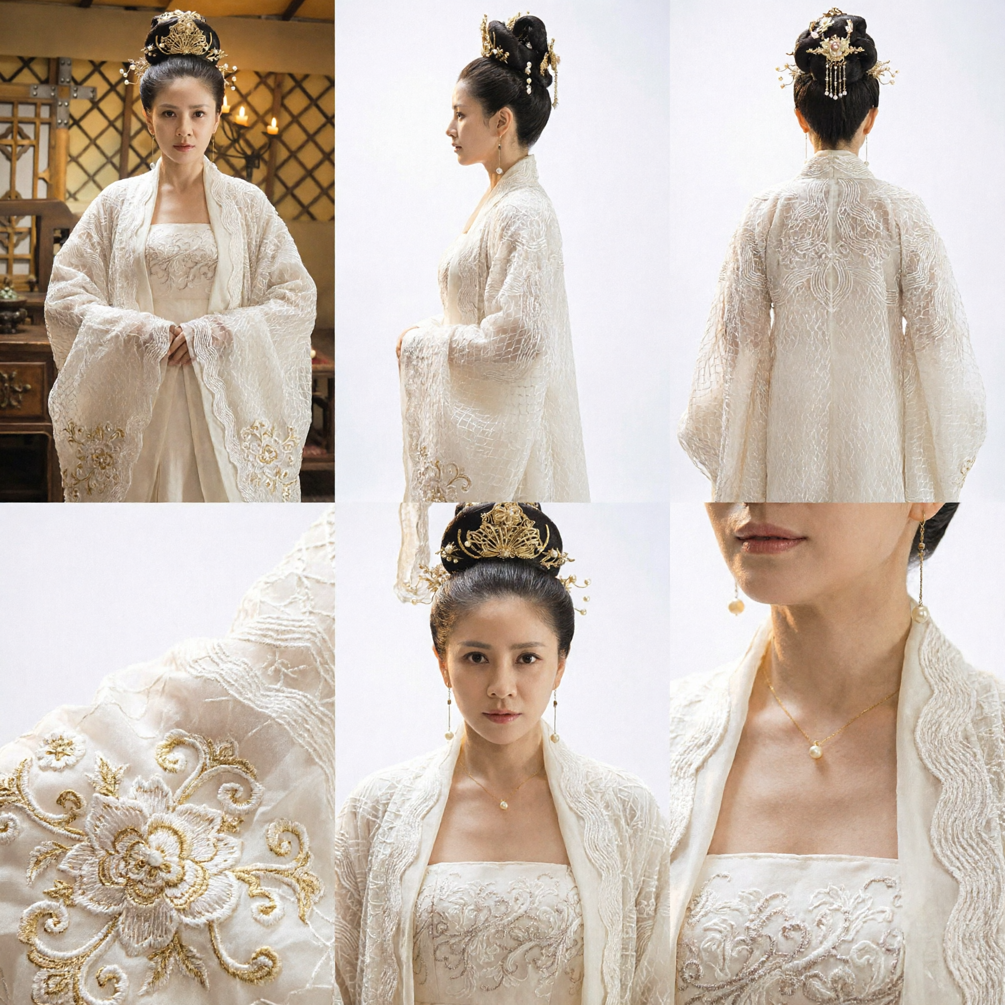 White Tang Dynasty Palace Lady Hanfu Traditional Chinese Clothing for Women Historical Cosplay Costume