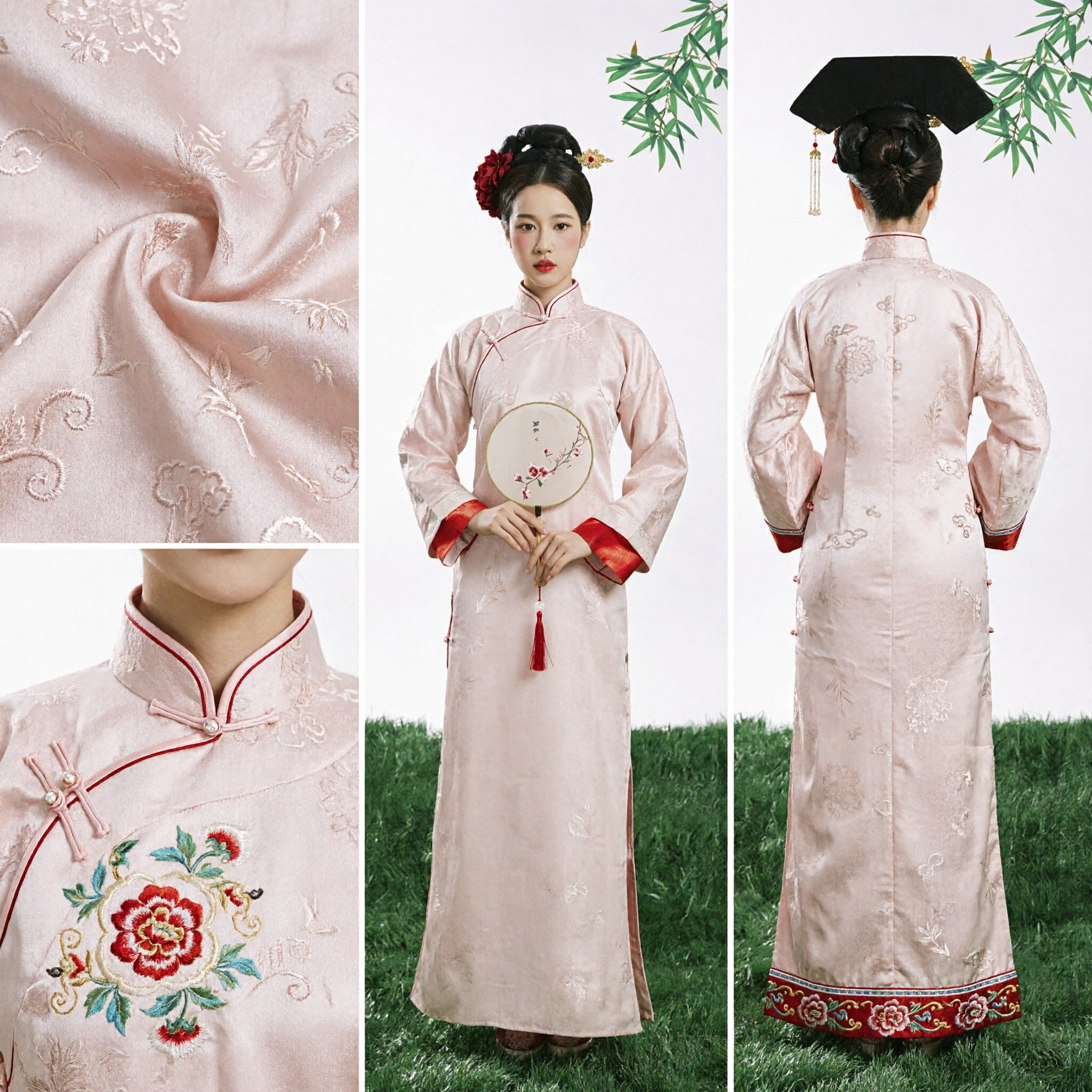 Traditional Chinese Qing Dynasty Manchu Princess White Robe Costume with Headdress for Women Historical Drama