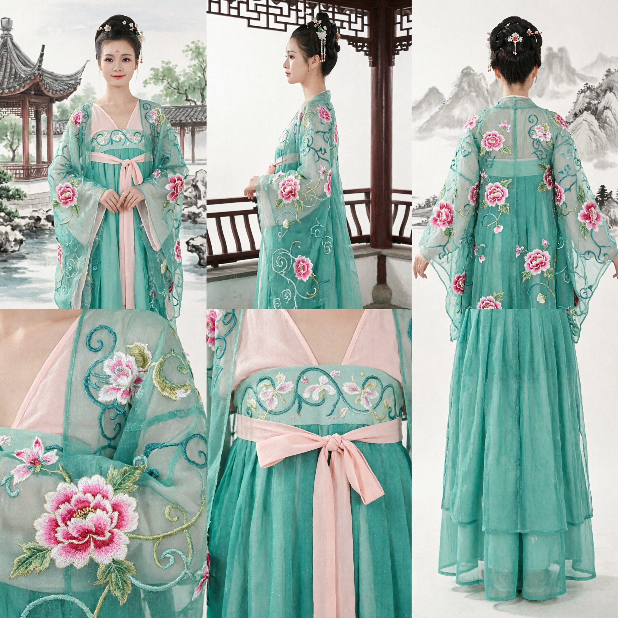 Ancient Chinese Green Hanfu Dress Tang Dynasty Palace Lady Costume Embroidered Traditional Clothing for Women Performance