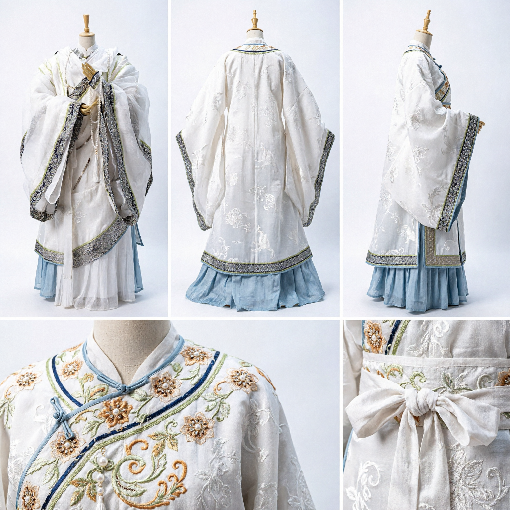 Traditional Chinese Hanfu Costume White Ancient Fairy Dress for Women Cosplay Stage Performance Clothing