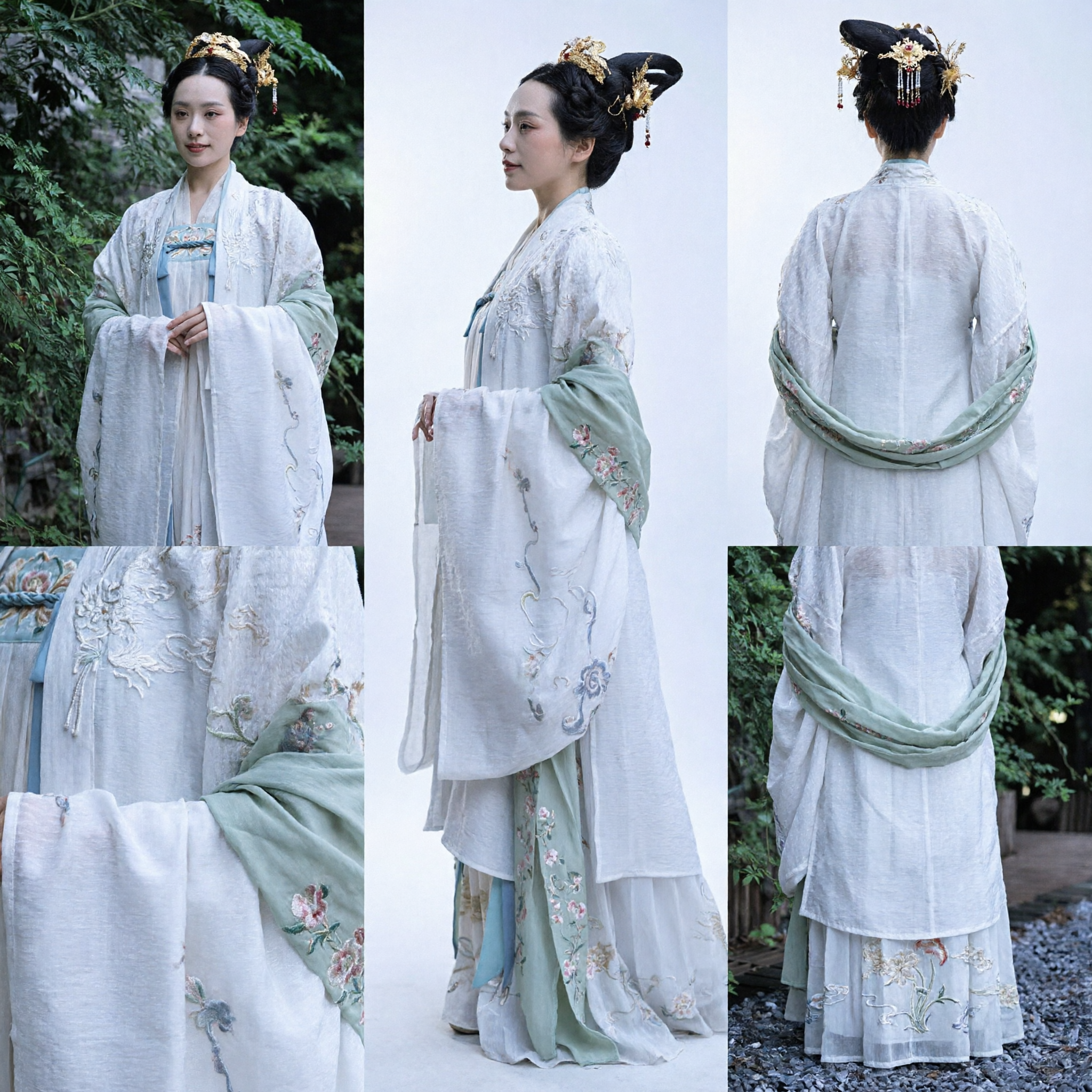 Traditional Chinese Hanfu Costume Ancient Palace Lady Dress Wei Jin Dynasty Embroidered Wide Sleeve Outfit for Women