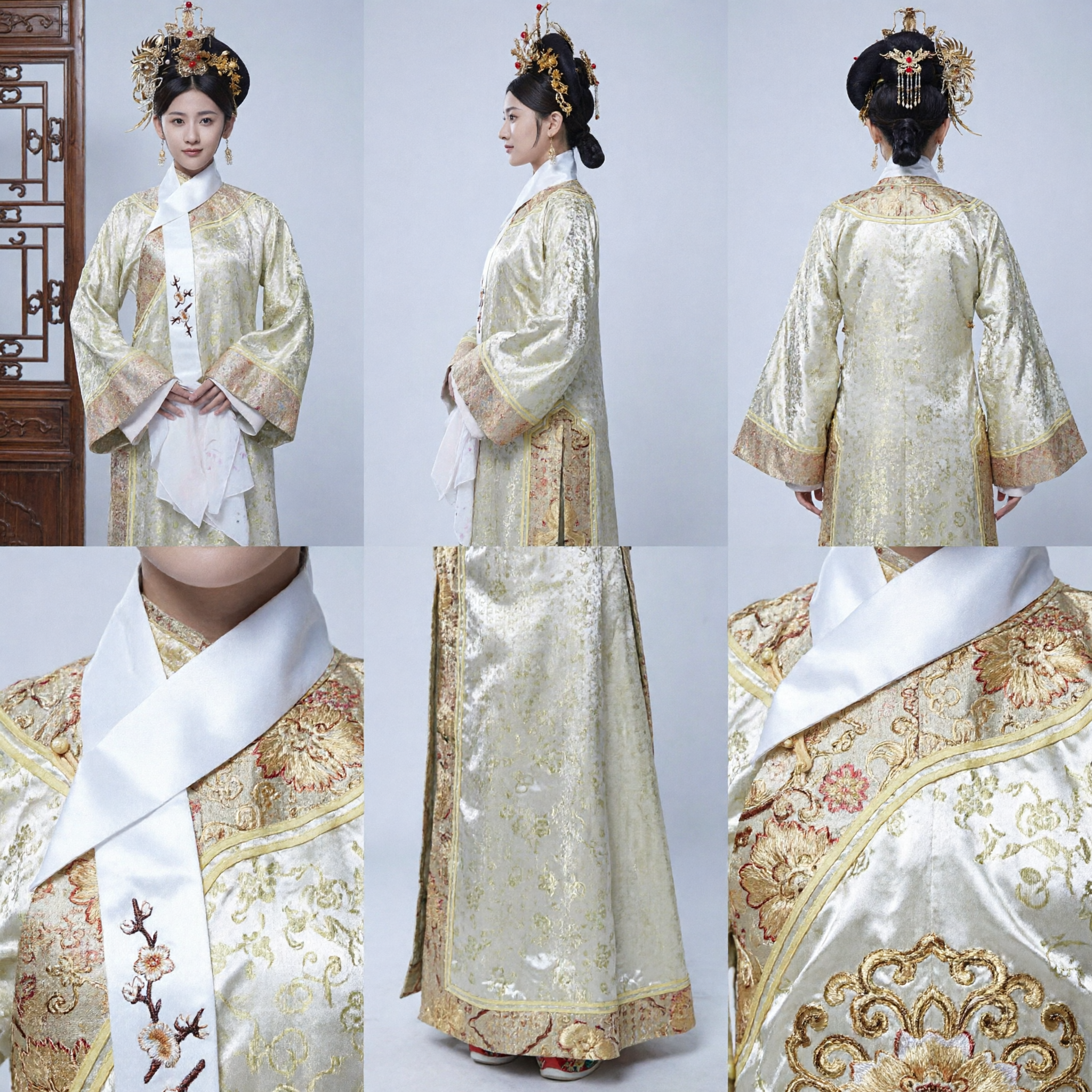 Ancient Chinese Qing Dynasty Palace Lady Costume Traditional Embroidered Robe for Women Cosplay