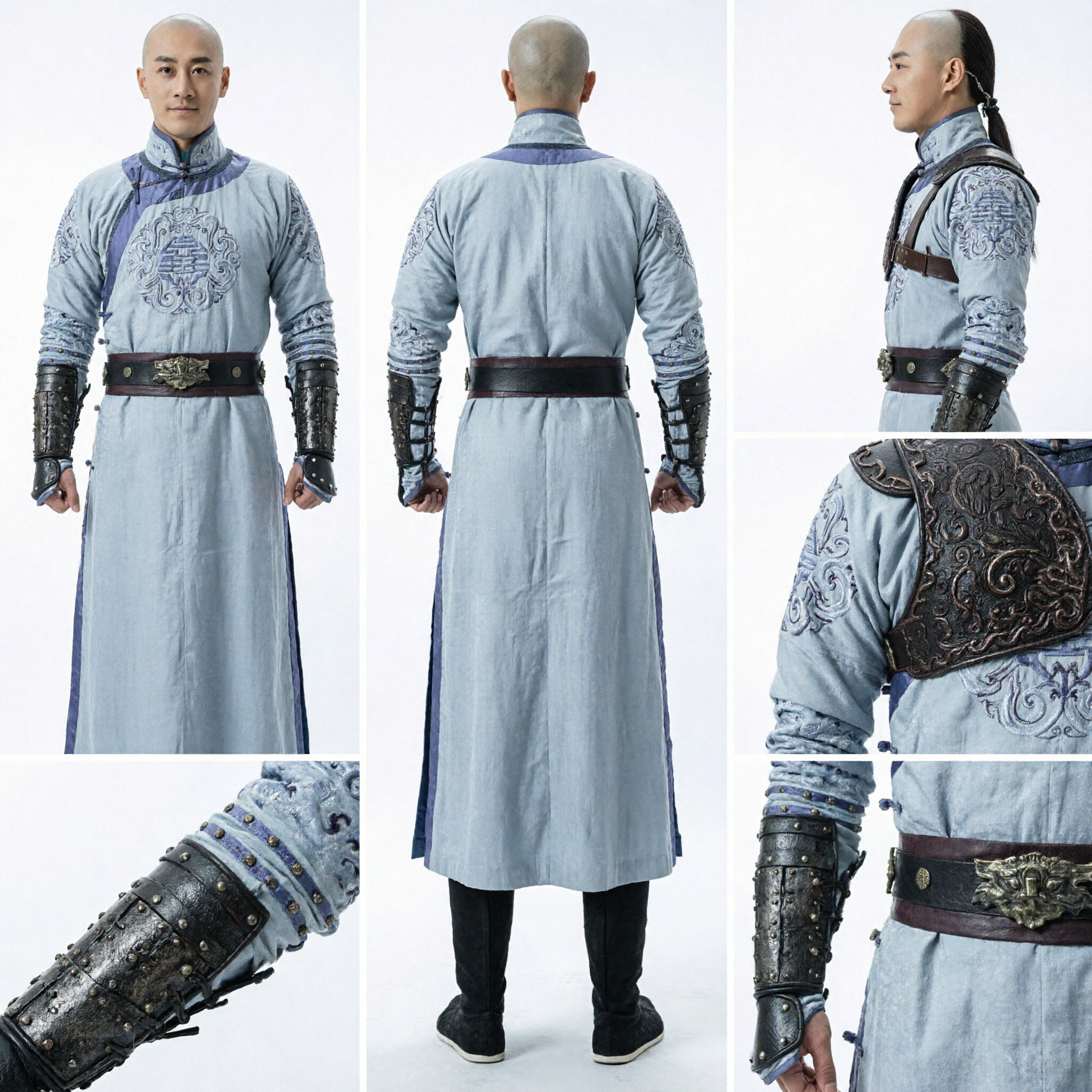 Qing Dynasty Warrior Armor Costume for Men Historical Drama Cosplay Traditional Chinese Clothing