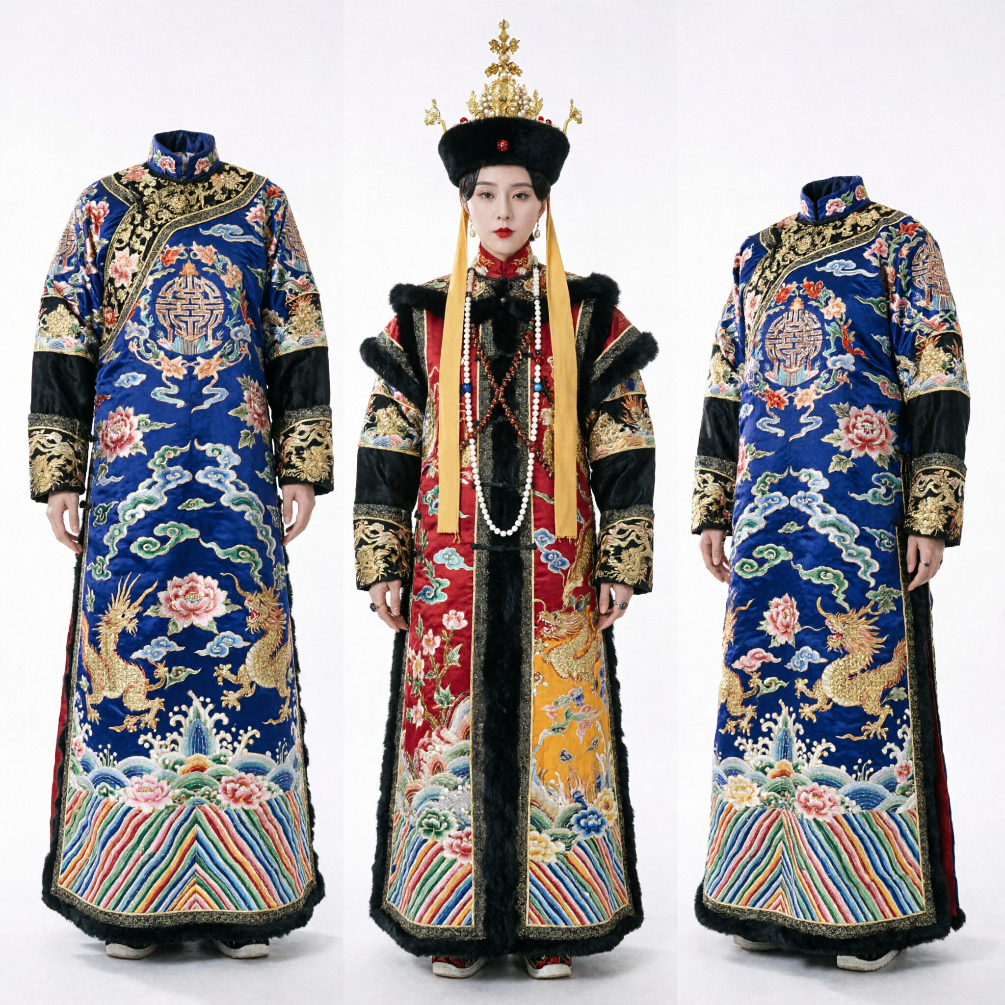 Complete Set Traditional Chinese Qing Dynasty Empress Robe Ancient Royal Palace Costume for Women Cosplay