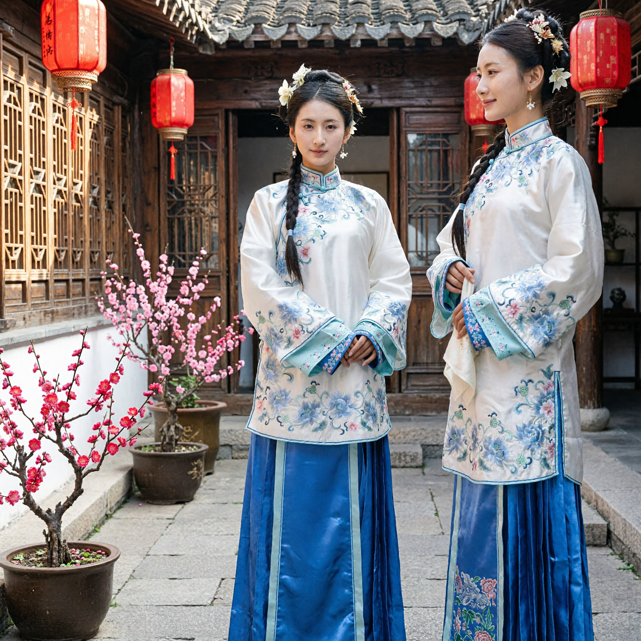 Traditional Chinese Qing Dynasty Manchu Embroidered Costume for Women Historical Cosplay Performance Outfit