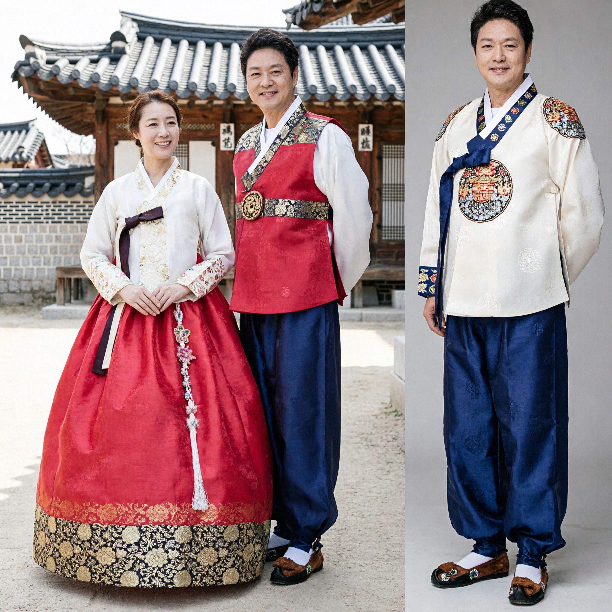 Traditional Korean Hanbok Couple Set for Wedding Pyebaek Ceremony and Special Events Formal Wear