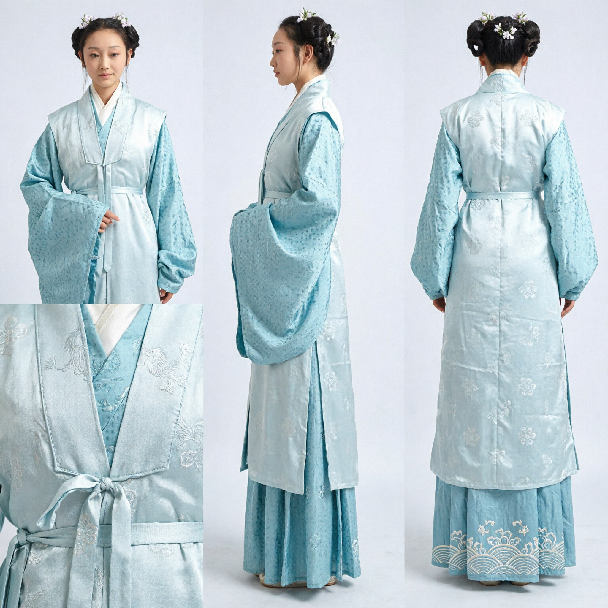Ancient Chinese Blue Hanfu Costume Traditional Women's Clothing for Stage Performance and Cosplay