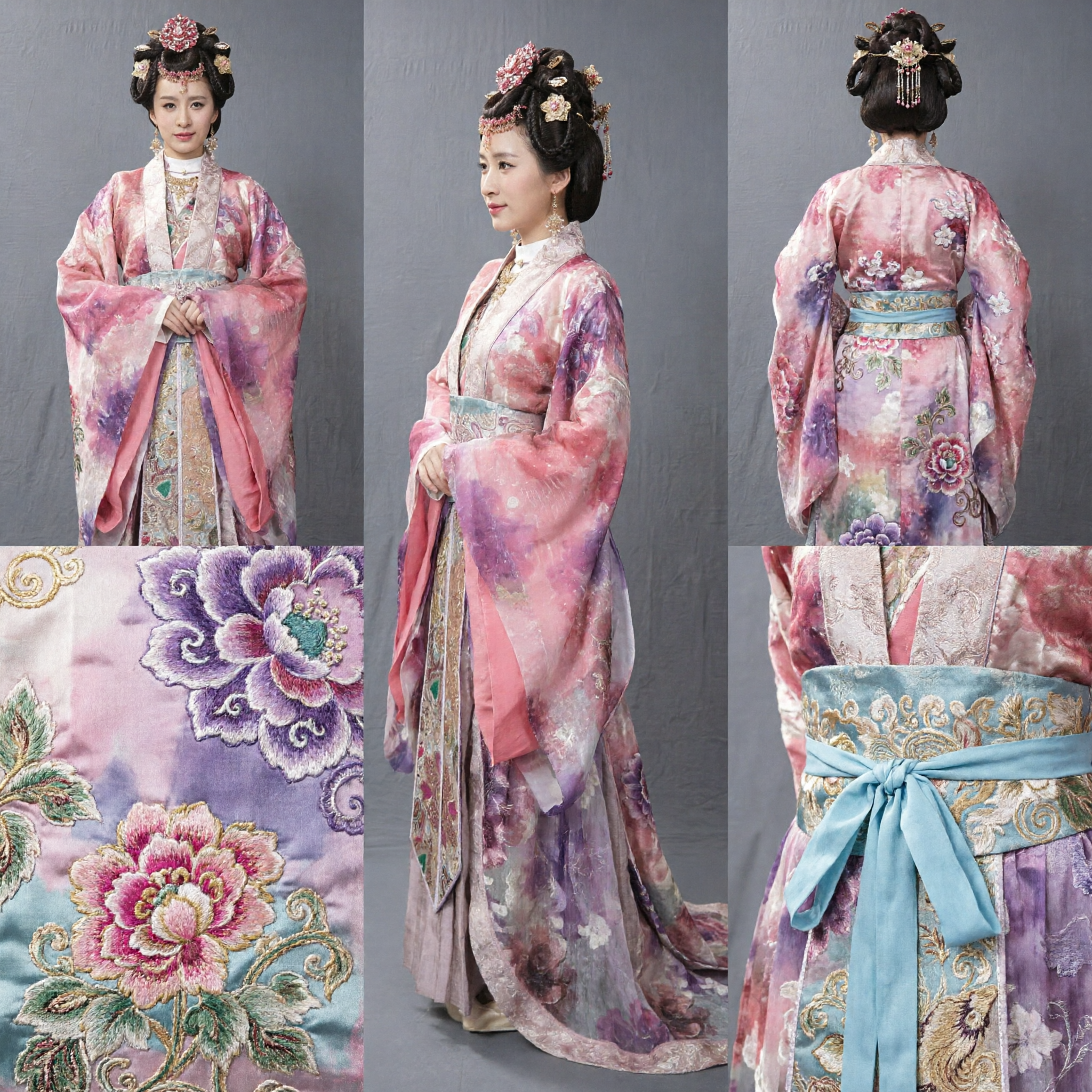 Ancient Chinese Tang Dynasty Princess Hanfu Costume Elegant Floral Traditional Dress for Women Performance Cosplay