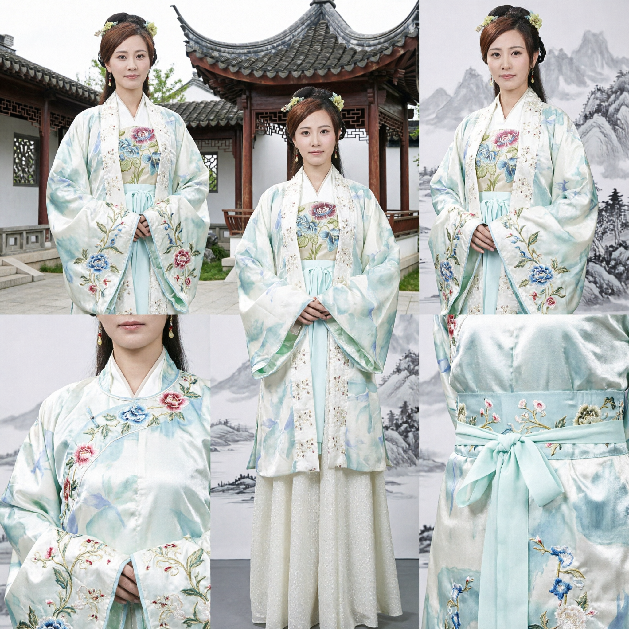 Elegant Traditional Chinese Hanfu Ancient Costume for Women Floral Embroidery Song Dynasty Style Robe Set