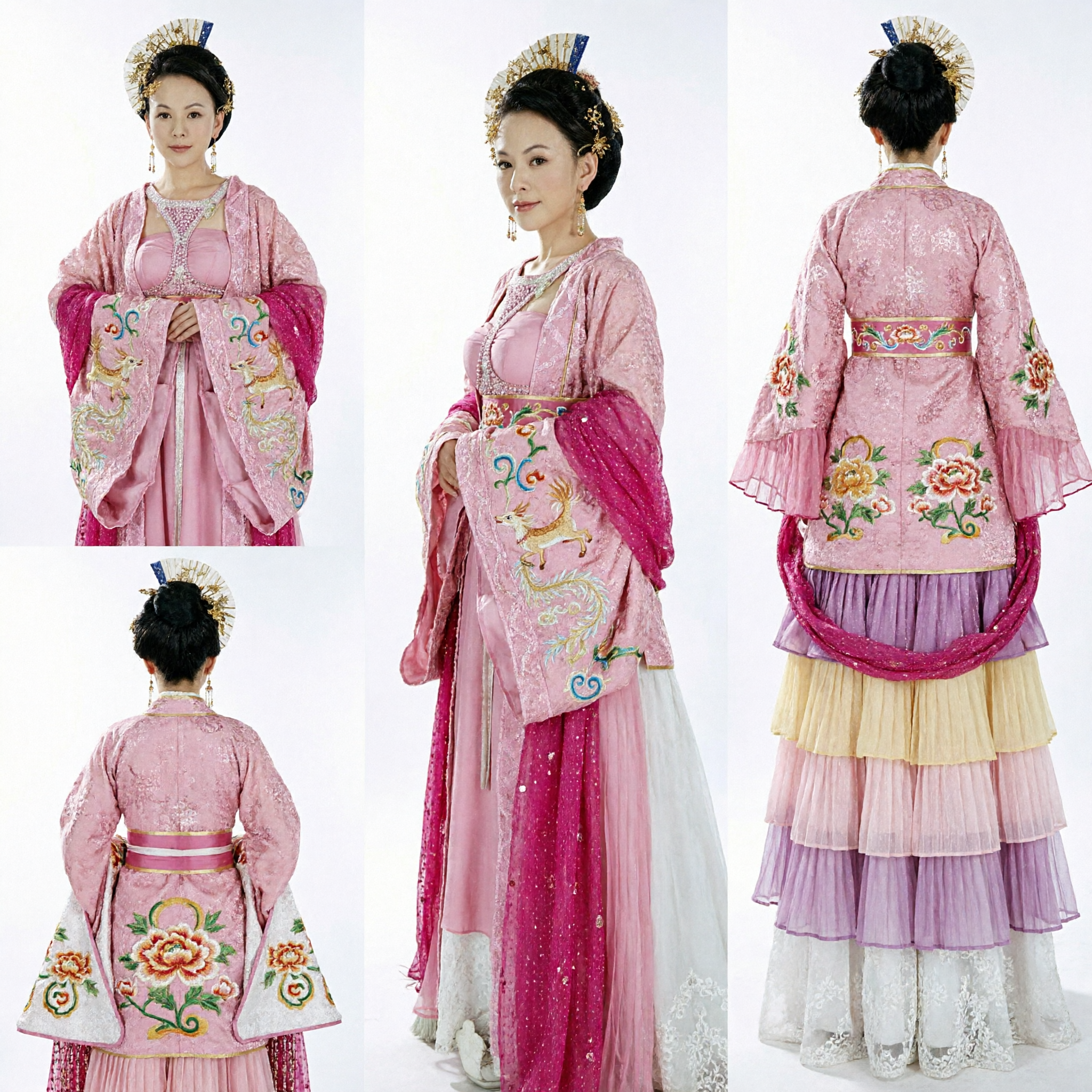 Women's Pink Traditional Chinese Tang Dynasty Princess Costume Ancient Fairy Hanfu for Stage Dance Performance
