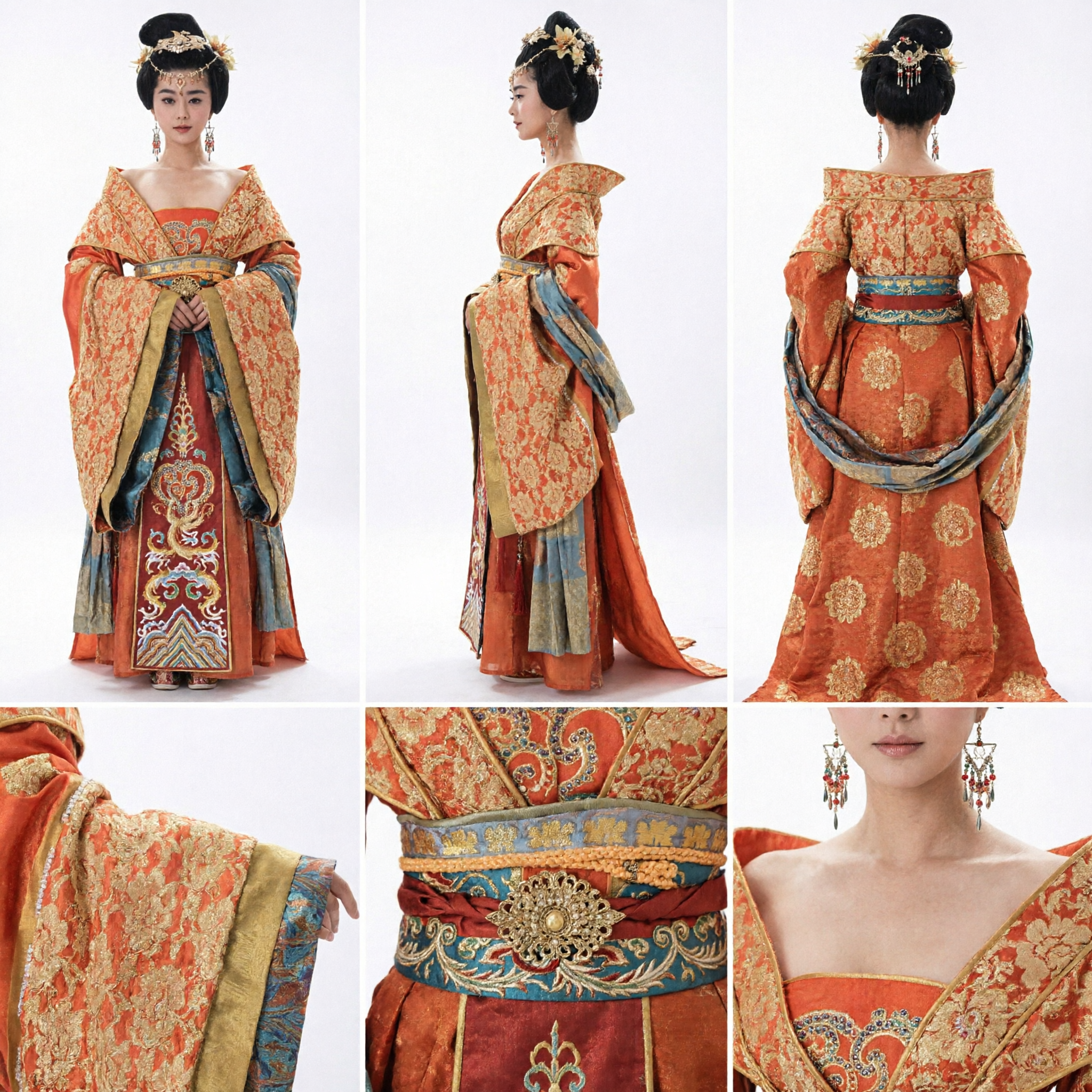Women's Traditional Chinese Tang Dynasty Empress Costume Ancient Palace Lady Hanfu Dress for Stage Performance and Cosplay