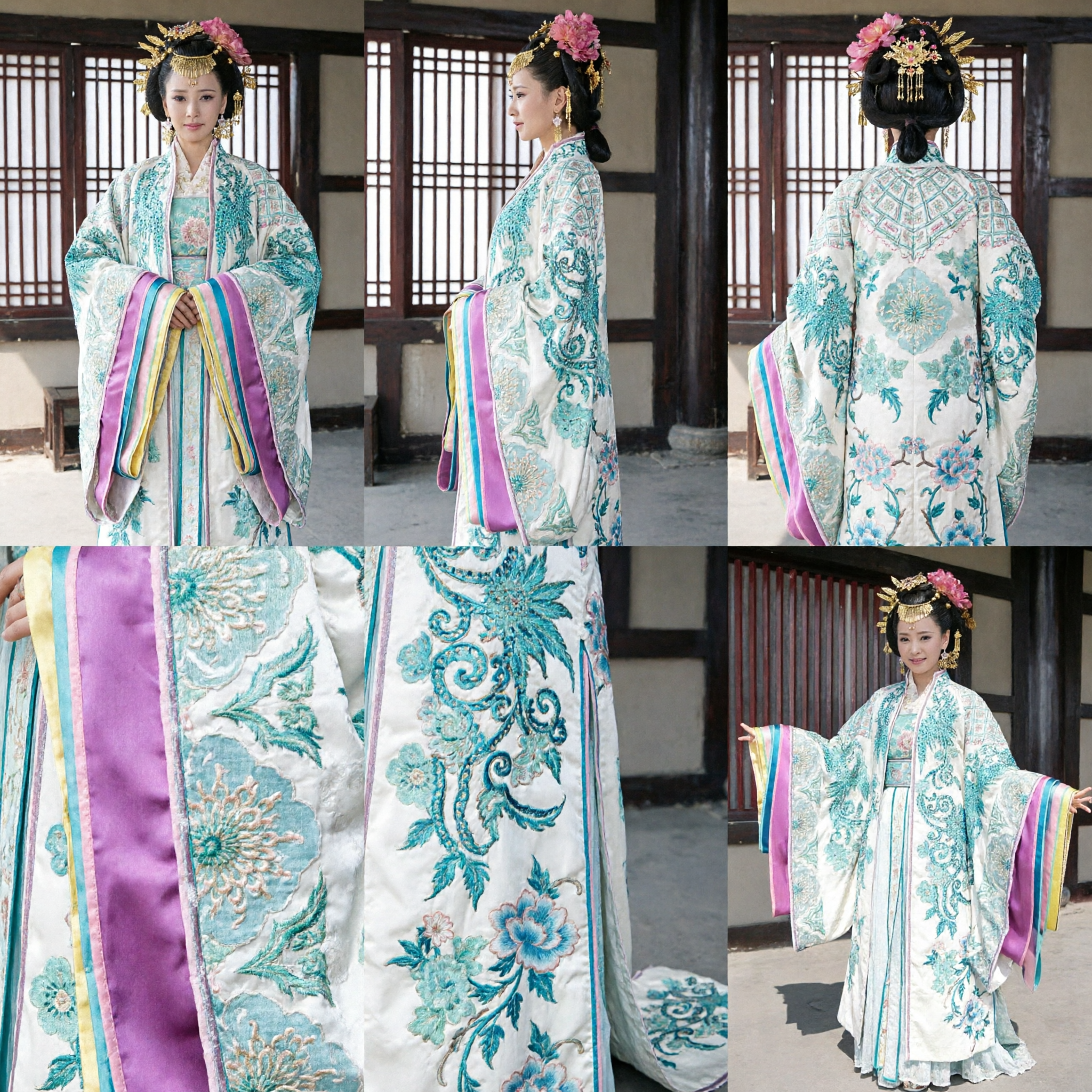 Ancient Chinese Princess Hanfu Costume Traditional White and Blue Embroidered Palace Dress for Women Cosplay