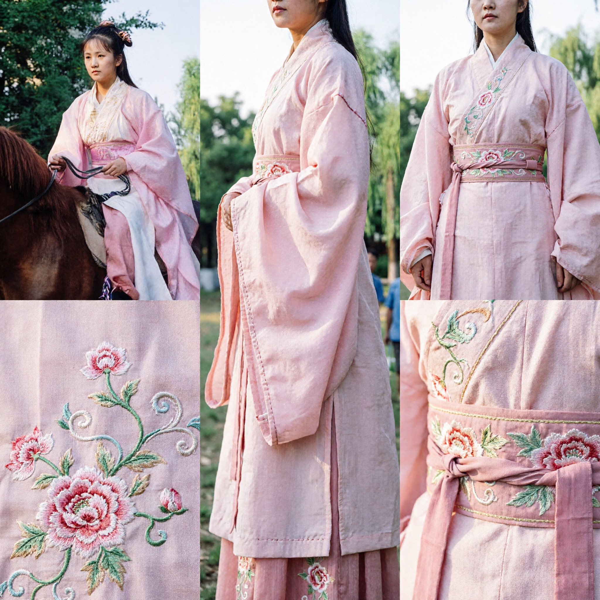 Elegant Pink Traditional Chinese Hanfu Costume for Women Ancient Wuxia Horse Riding Cosplay Outfit