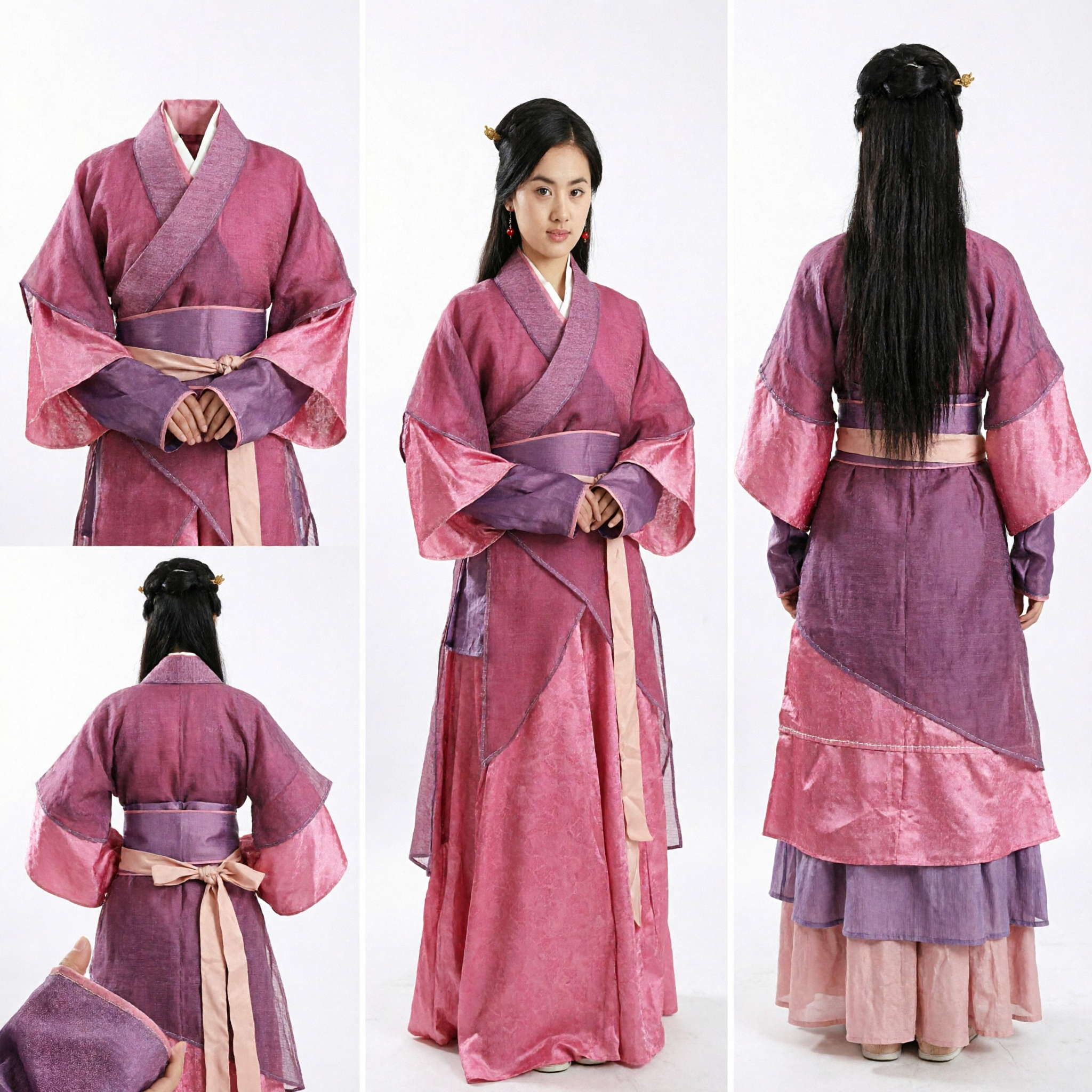 Elegant Pink and Purple Traditional Chinese Hanfu Ancient Dress for Women Cosplay and Cultural Events