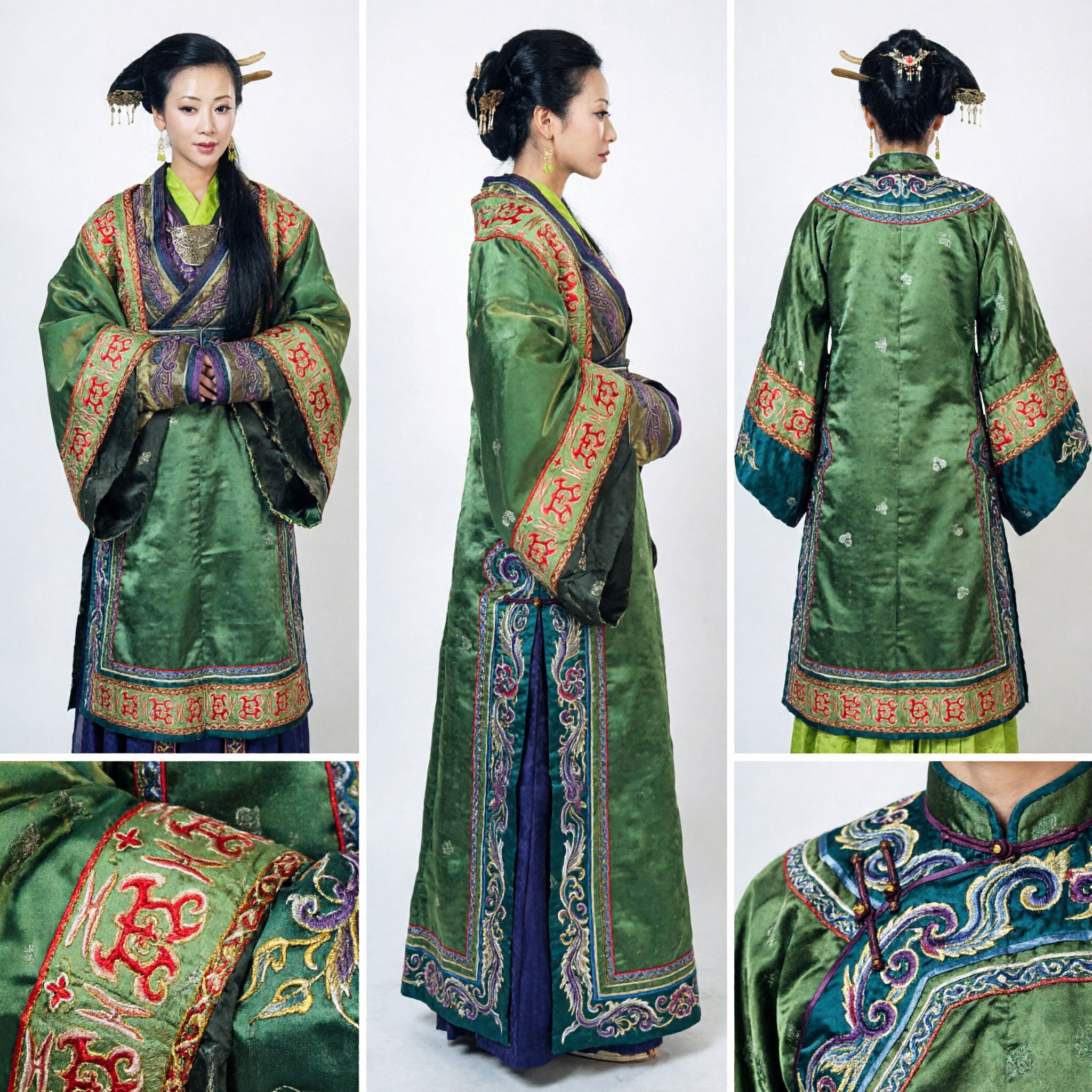 Traditional Chinese Ancient Empress Green Hanfu Costume Elegant Embroidered Robe for Women Historical Cosplay