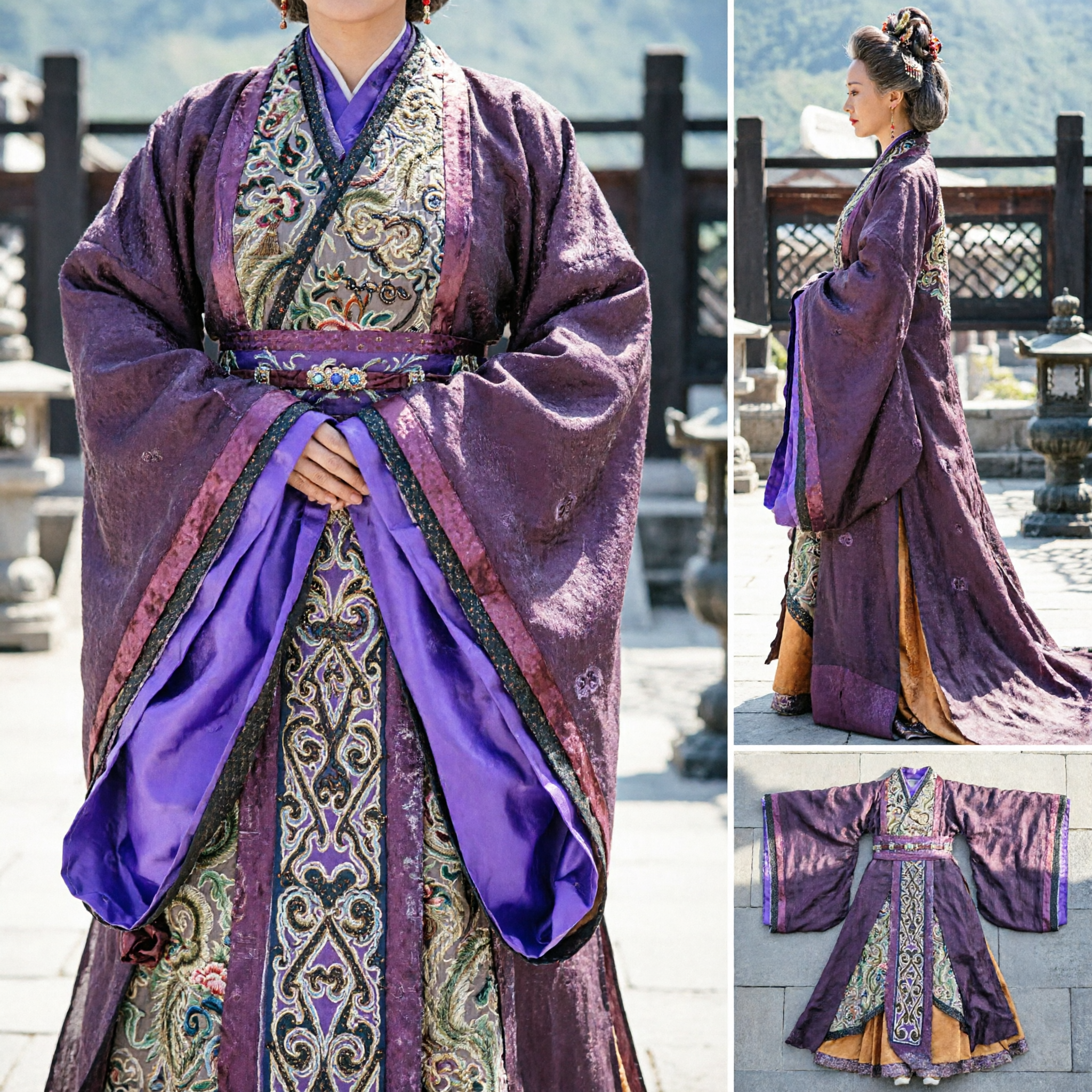 Ancient Chinese Purple Hanfu Costume Traditional Embroidered Noble Robe for Women Historical Cosplay