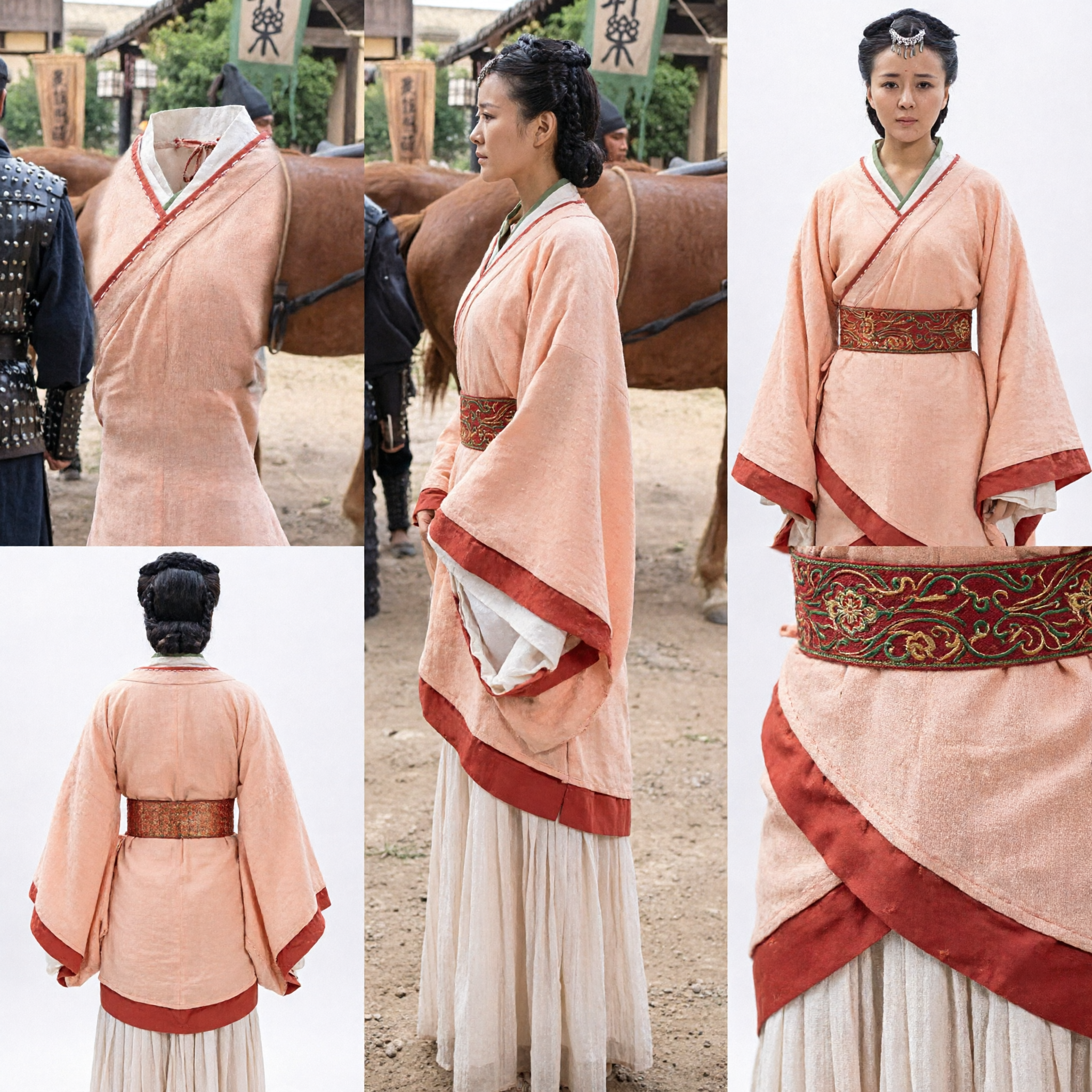 Elegant Traditional Chinese Hanfu Ancient Costume for Women Peach Cross-Collar Top and Skirt Set Historical Drama Cosplay