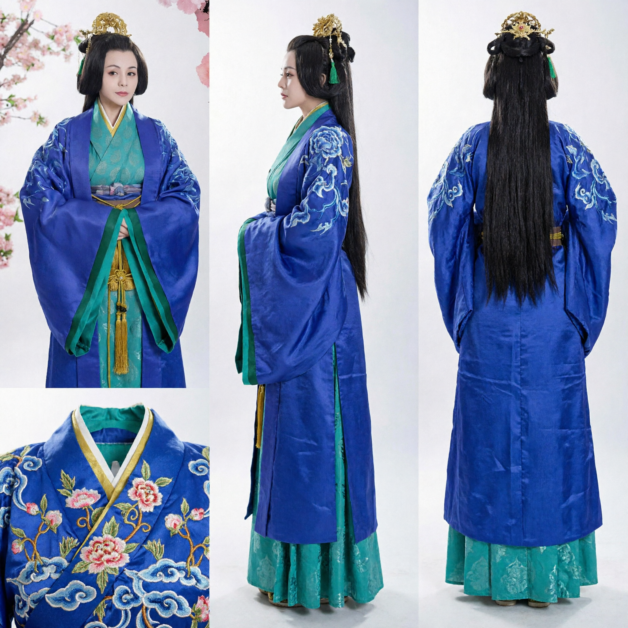 Elegant Blue Hanfu Traditional Chinese Ancient Costume Women's Historical Dress for Cosplay and Stage Performance