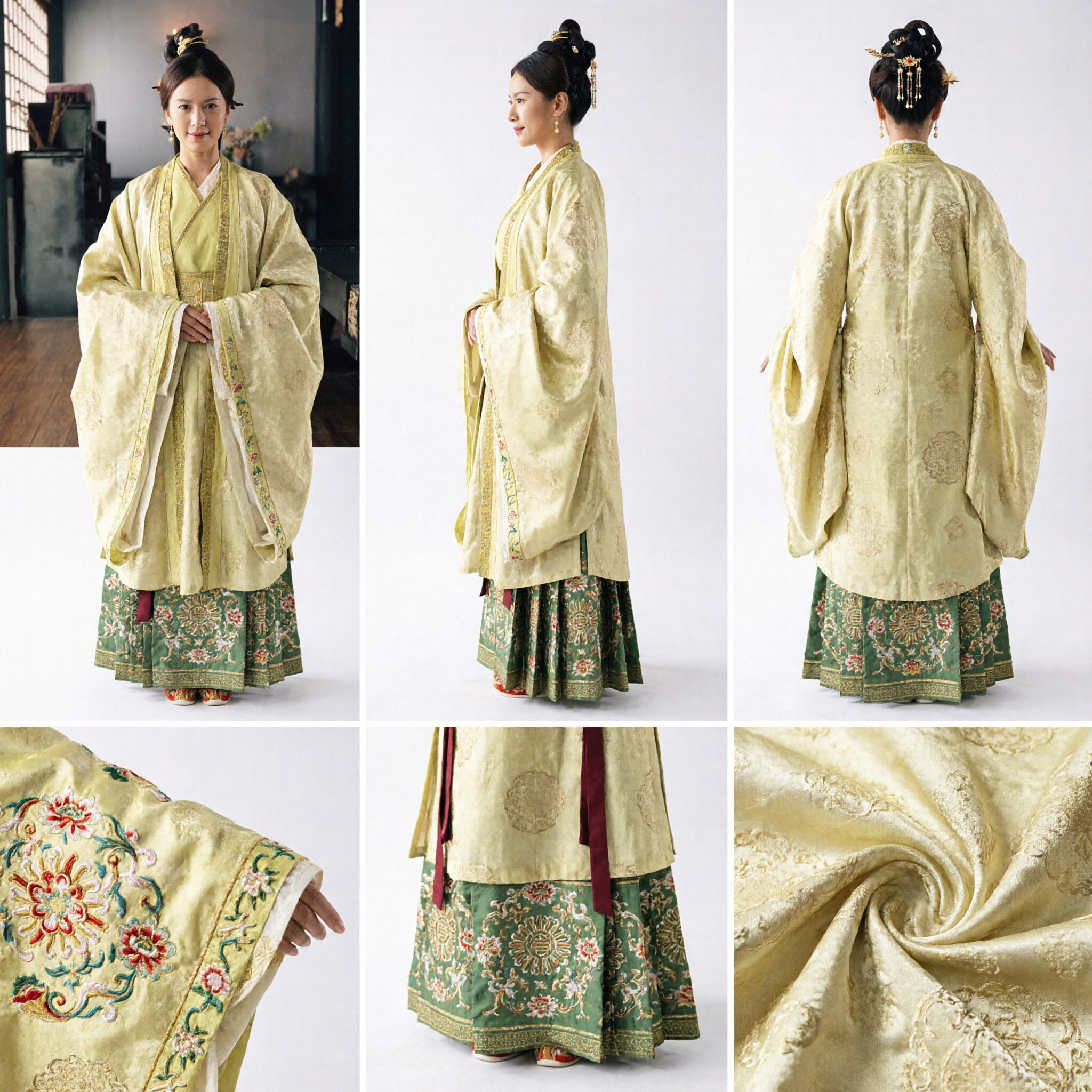 Women's Traditional Chinese Hanfu Costume Ancient Pale Yellow Robe Historical Cosplay Dress for Cultural Performance