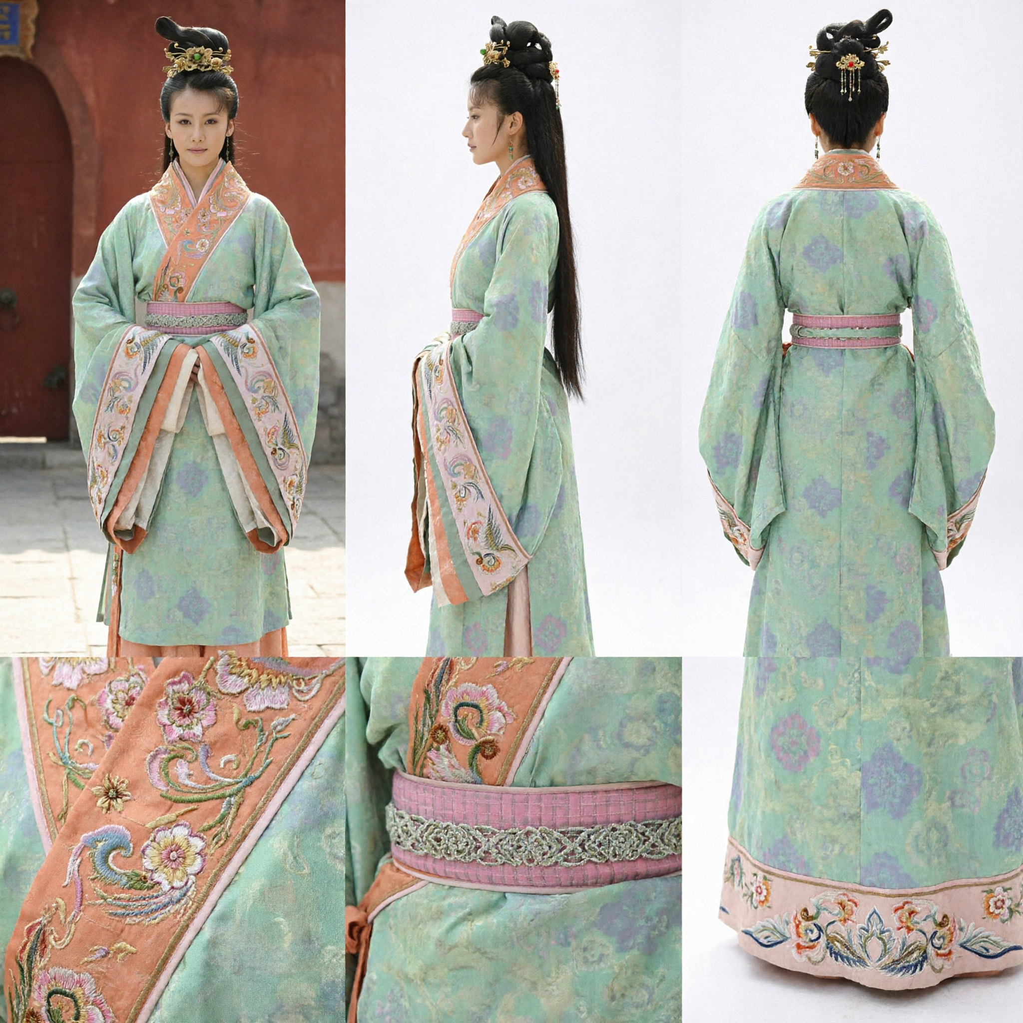 Traditional Chinese Hanfu Costume Ancient Princess Green Embroidered Dress Historical Cosplay Outfit for Women