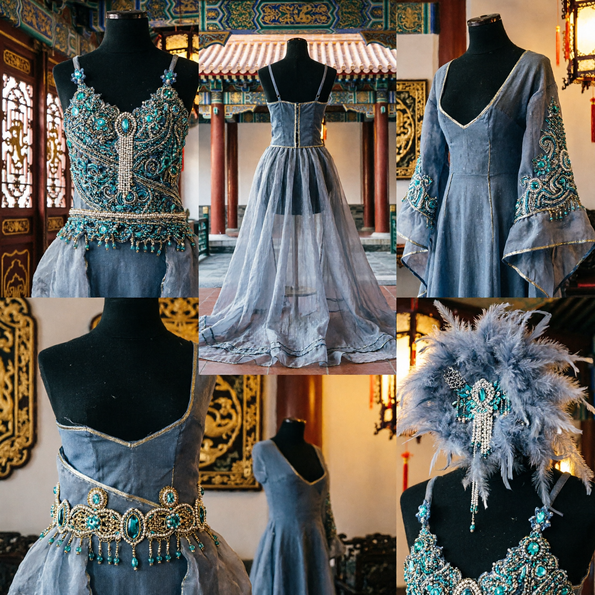 Glamorous Grey Ballroom Dance Costume with Sequined Bodice and Flowing Skirt for Stage Performance