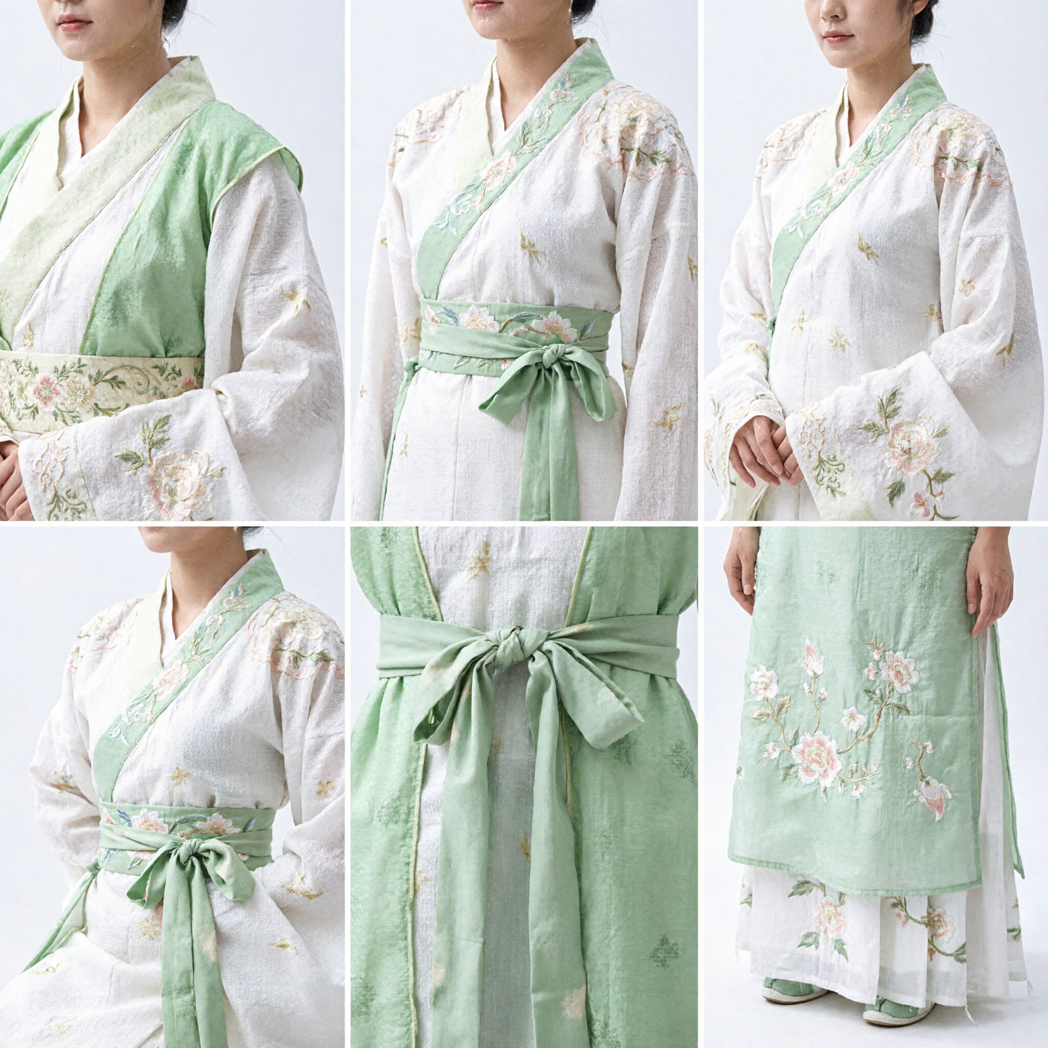 Ancient Chinese Green and White Hanfu Princess Costume Traditional Historical Clothing for Women Cosplay Performance