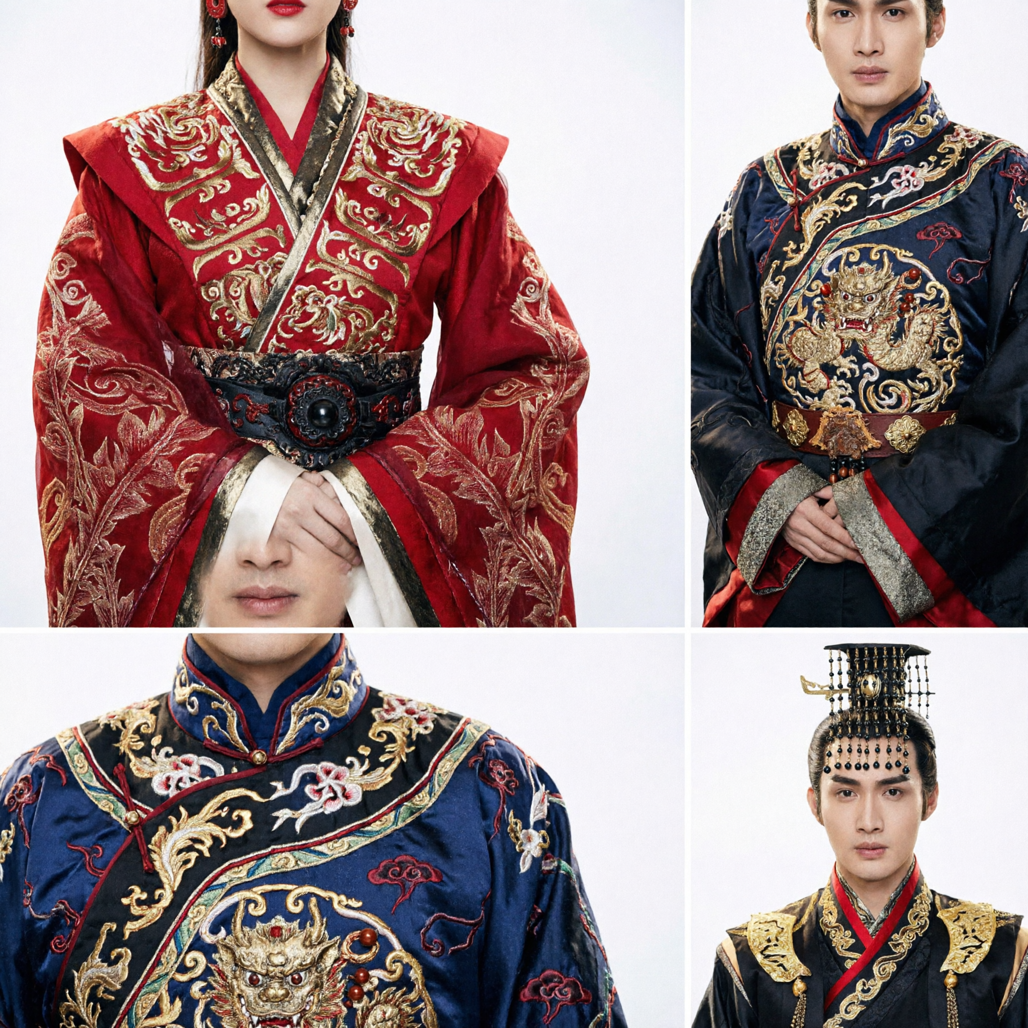 Ancient Chinese Imperial Wedding Hanfu Costume Set Qin Dynasty Emperor Empress Robes for Cosplay