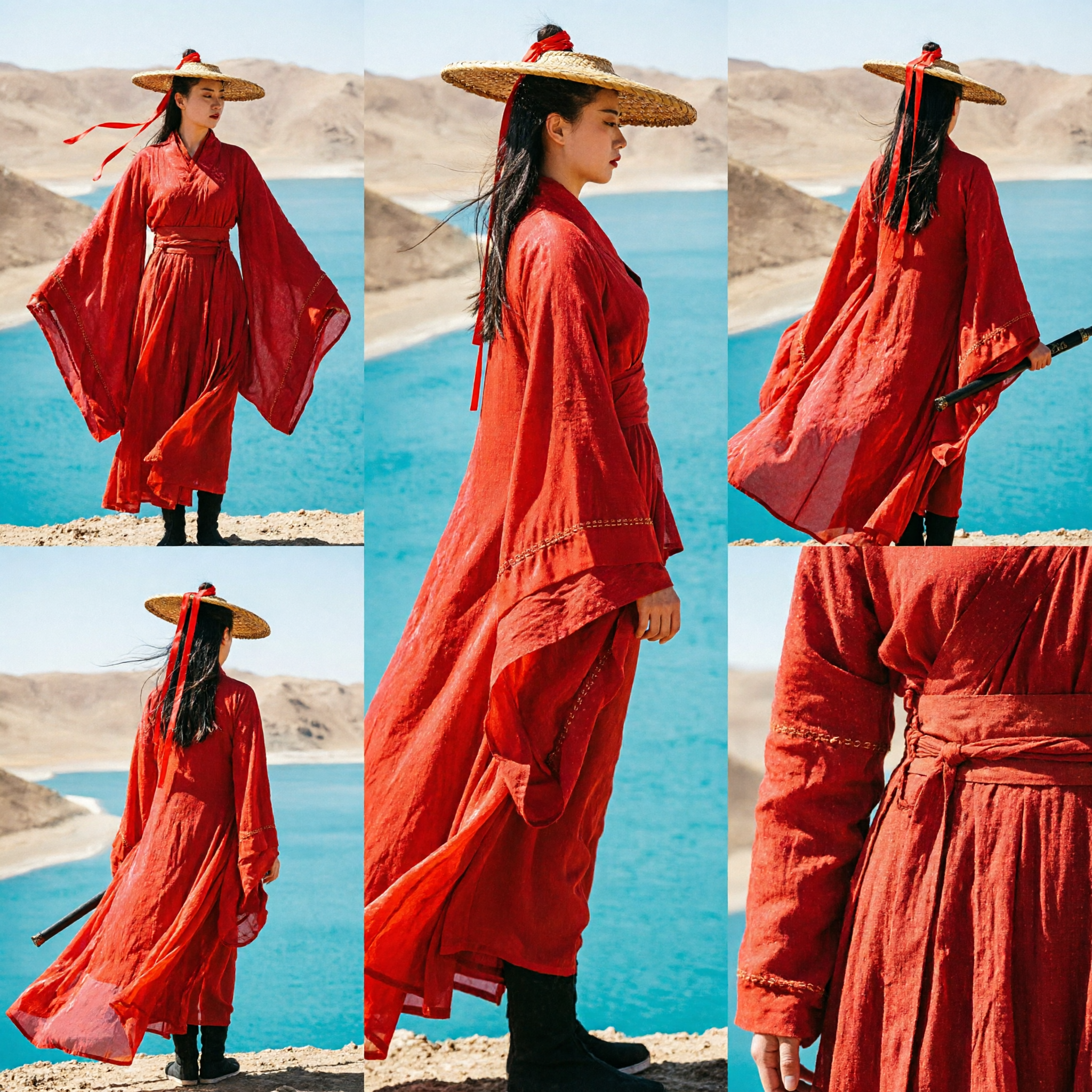 Traditional Chinese Wuxia Red Swordswoman Hanfu Costume Ancient Knight Robe for Women Cosplay Performance