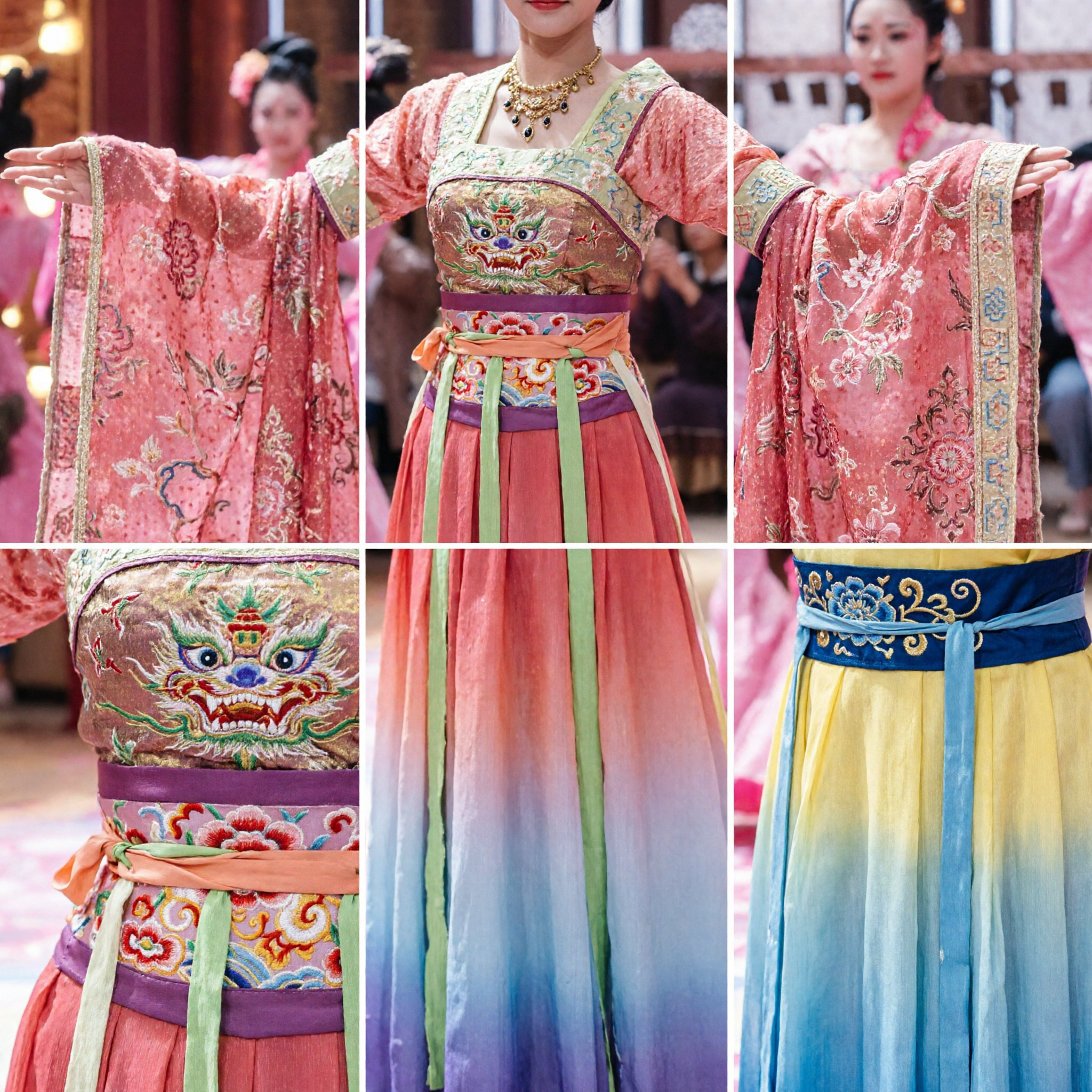 Chinese Traditional Tang Dynasty Palace Dance Costume Ancient Princess Hanfu with Long Water Sleeves for Women Performance