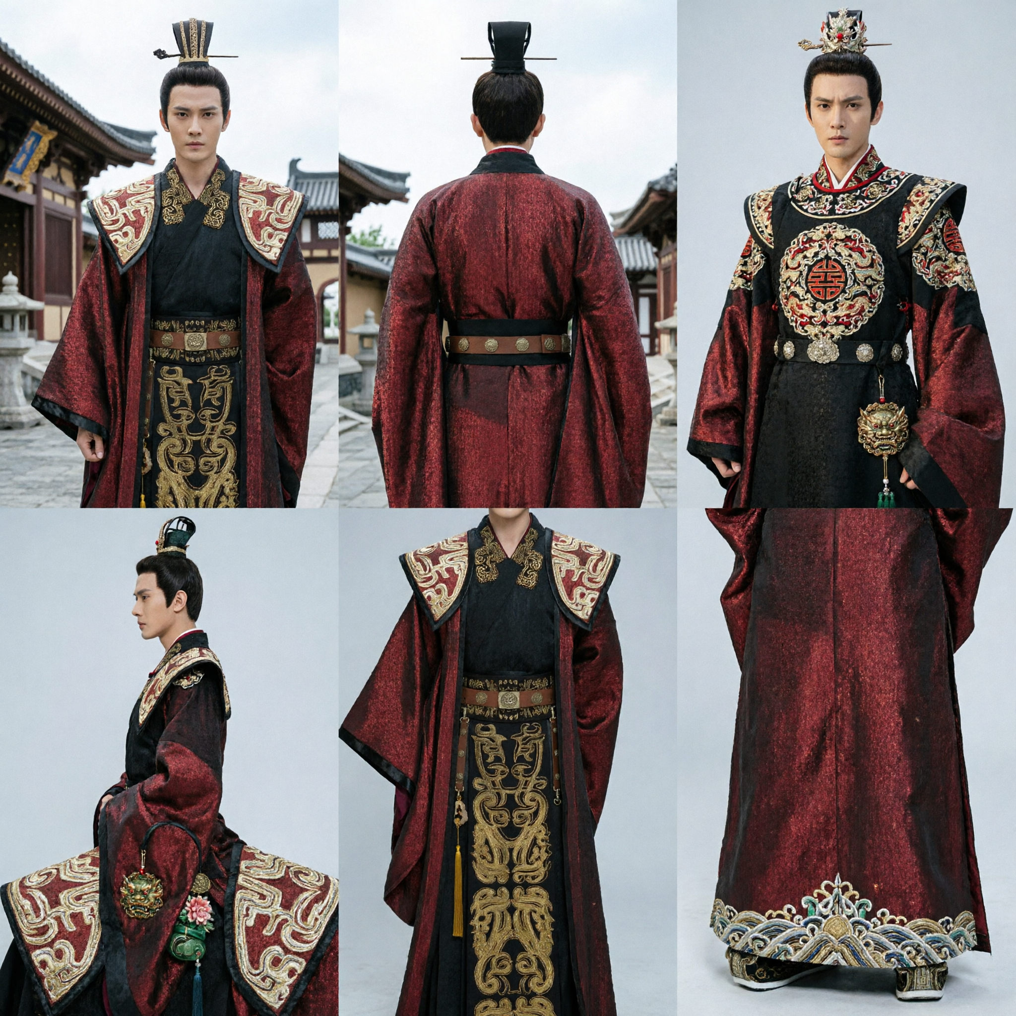 Ancient Chinese General Hanfu Costume for Men Complete Set with Sword and Hat Historical Cosplay Outfit