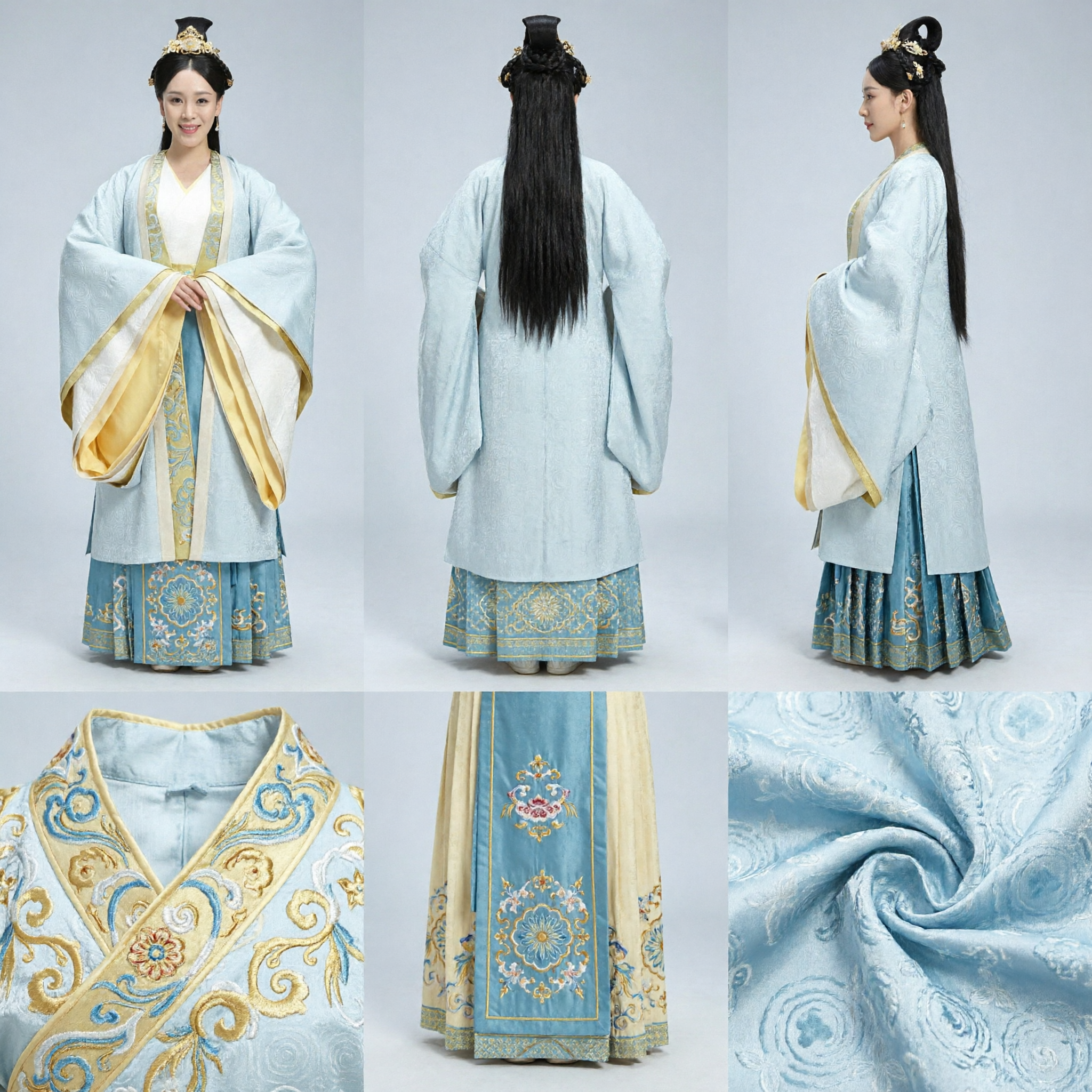 Elegant Ancient Chinese Hanfu Costume for Women Blue Palace Lady Robe Traditional Dress for Cosplay