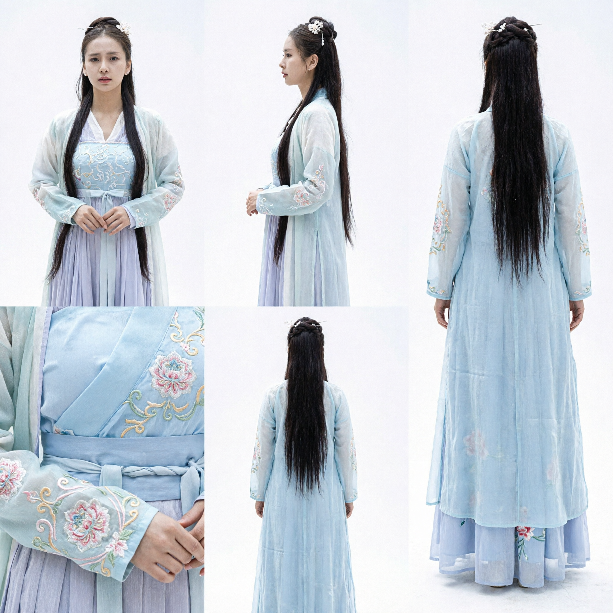 Traditional Chinese Hanfu Costume Ancient Fairy Dress Blue Princess Outfit for Women Historical Cosplay