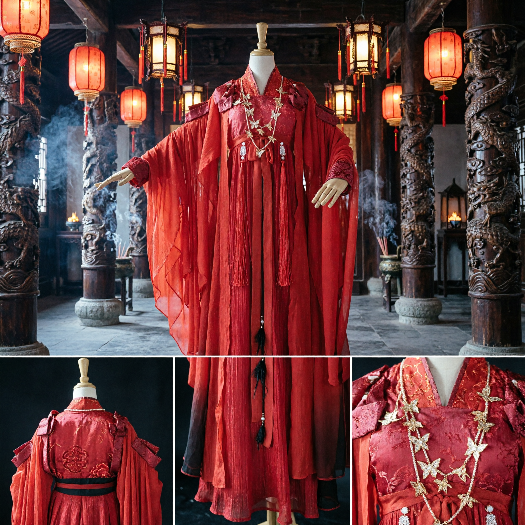 Chinese Traditional Red Hanfu Dress Embroidered Ancient Fairy Costume for Women Cosplay Wedding