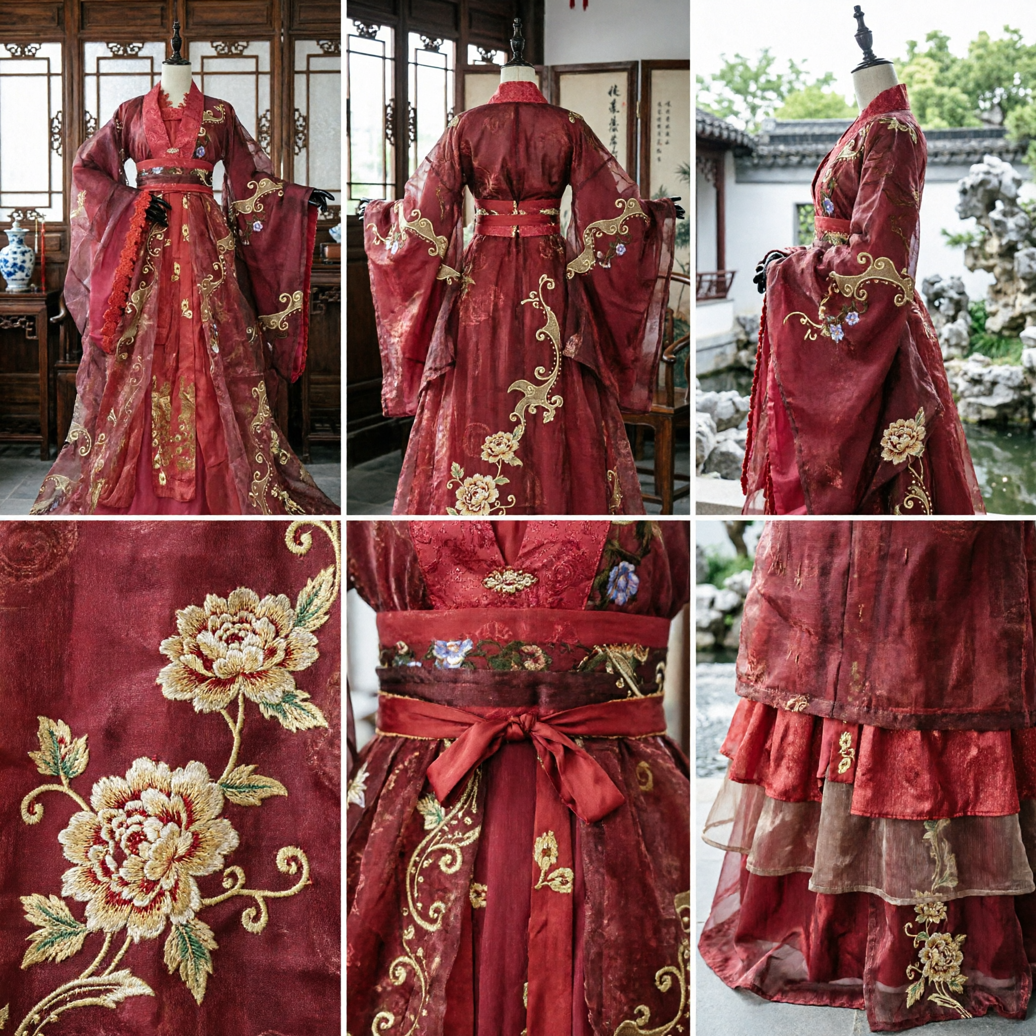 Traditional Chinese Red Hanfu Ancient Costume Elegant Embroidered Dress for Women Wedding Festival