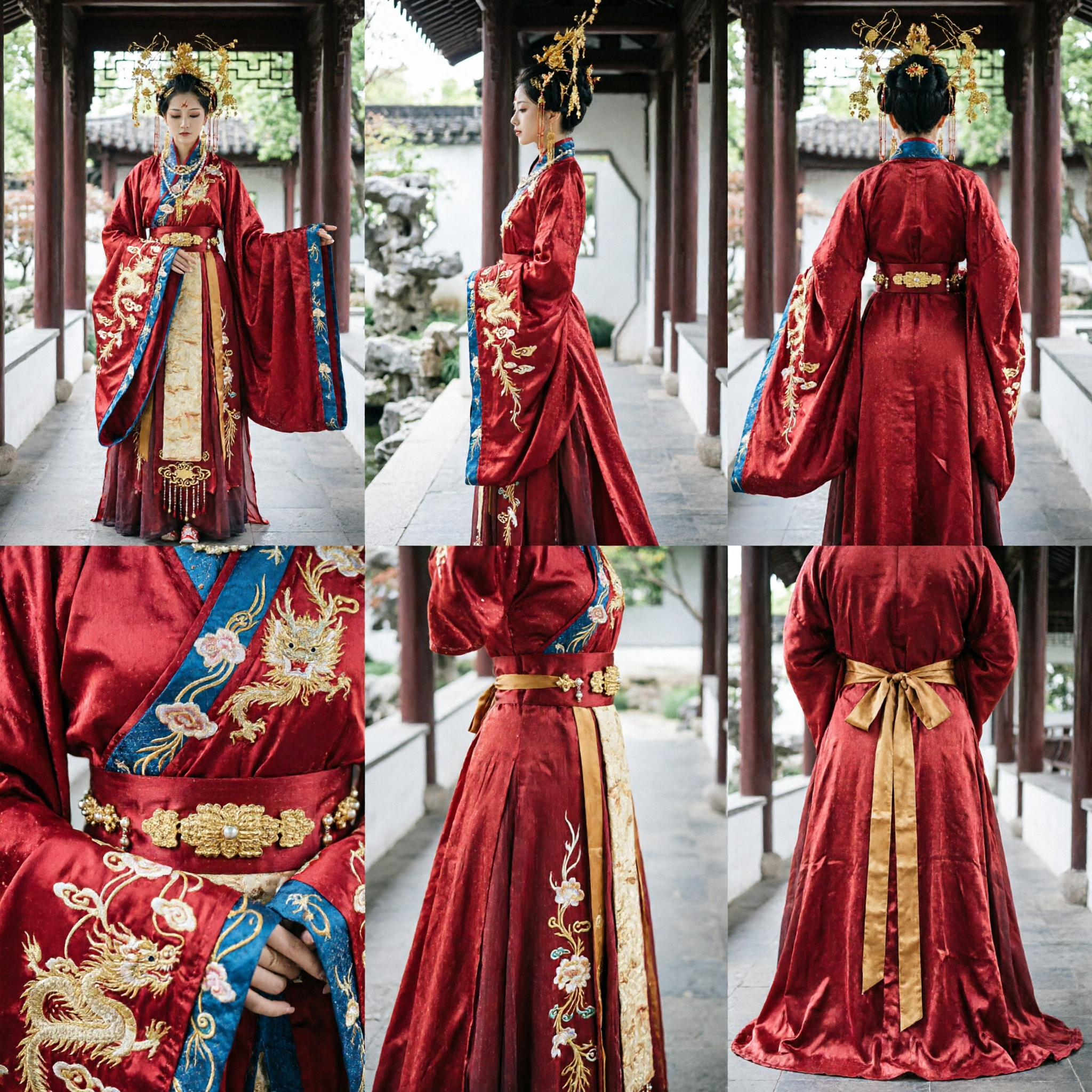 Exquisite Red Ancient Chinese Hanfu Costume Traditional Tang Dynasty Princess Dress for Wedding Performance and Cosplay