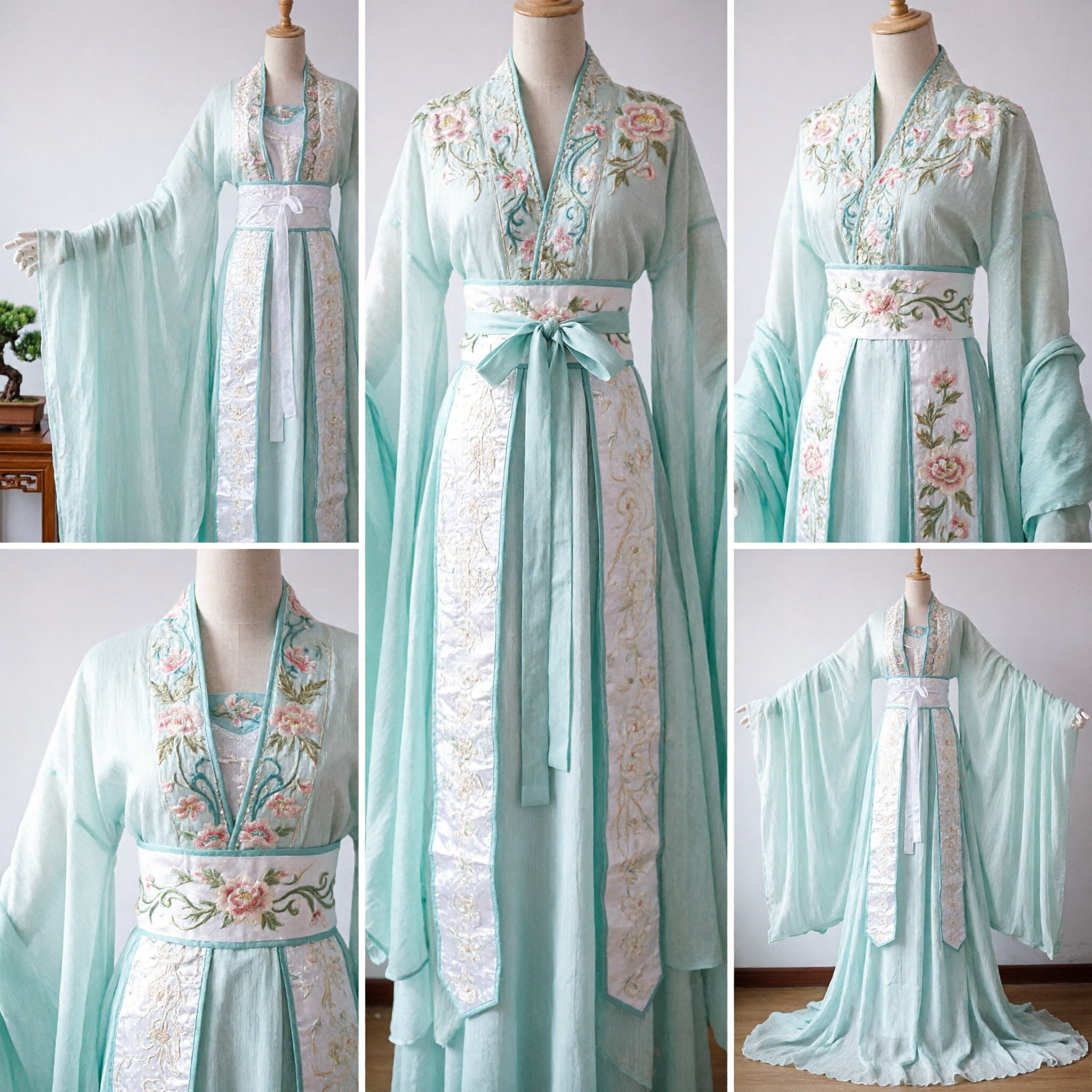 Traditional Chinese Hanfu Costume Ancient Fairy Dress Green Long Sleeve Robe for Women Cosplay Performance