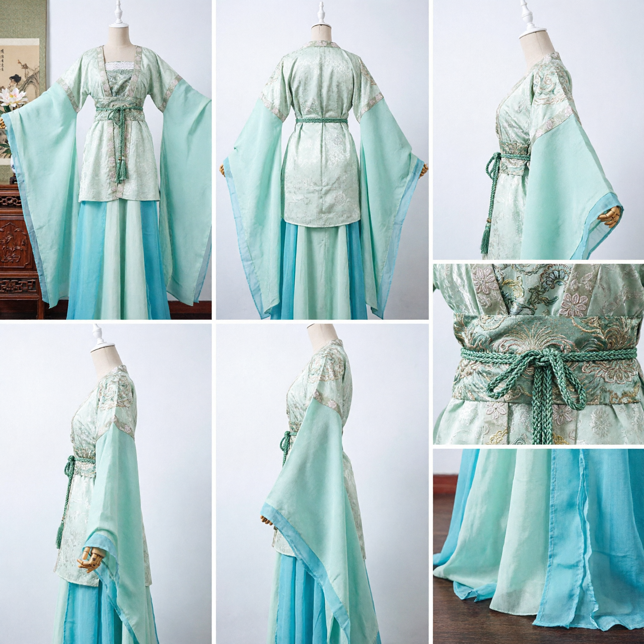 Elegant Green Hanfu Traditional Chinese Ancient Costume Tang Dynasty Fairy Dress for Women Cosplay