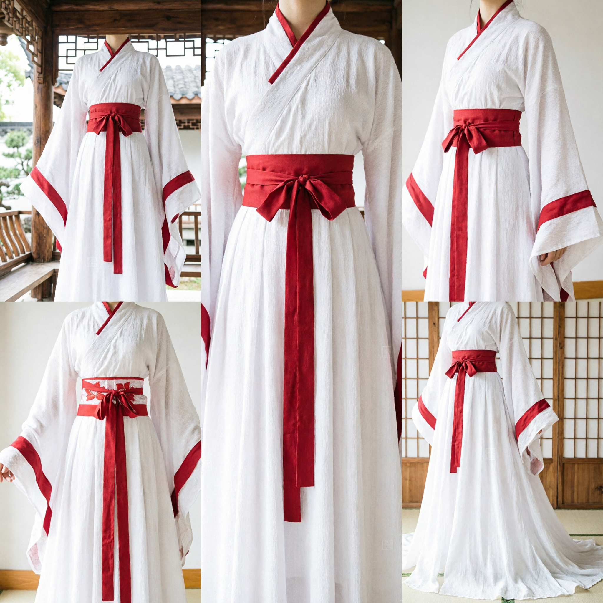 Elegant White and Red Tang Dynasty Hanfu Ancient Chinese Traditional Costume Fairy Dress for Women