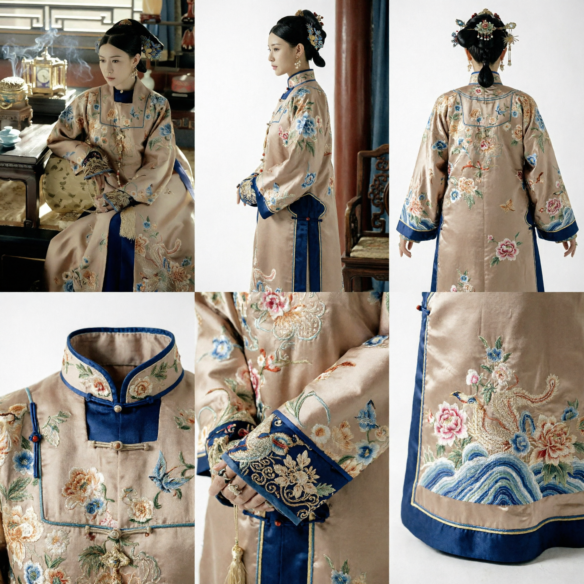 Chinese Traditional Qing Dynasty Manchu Empress Embroidered Robe Ancient Palace Lady Costume for Women