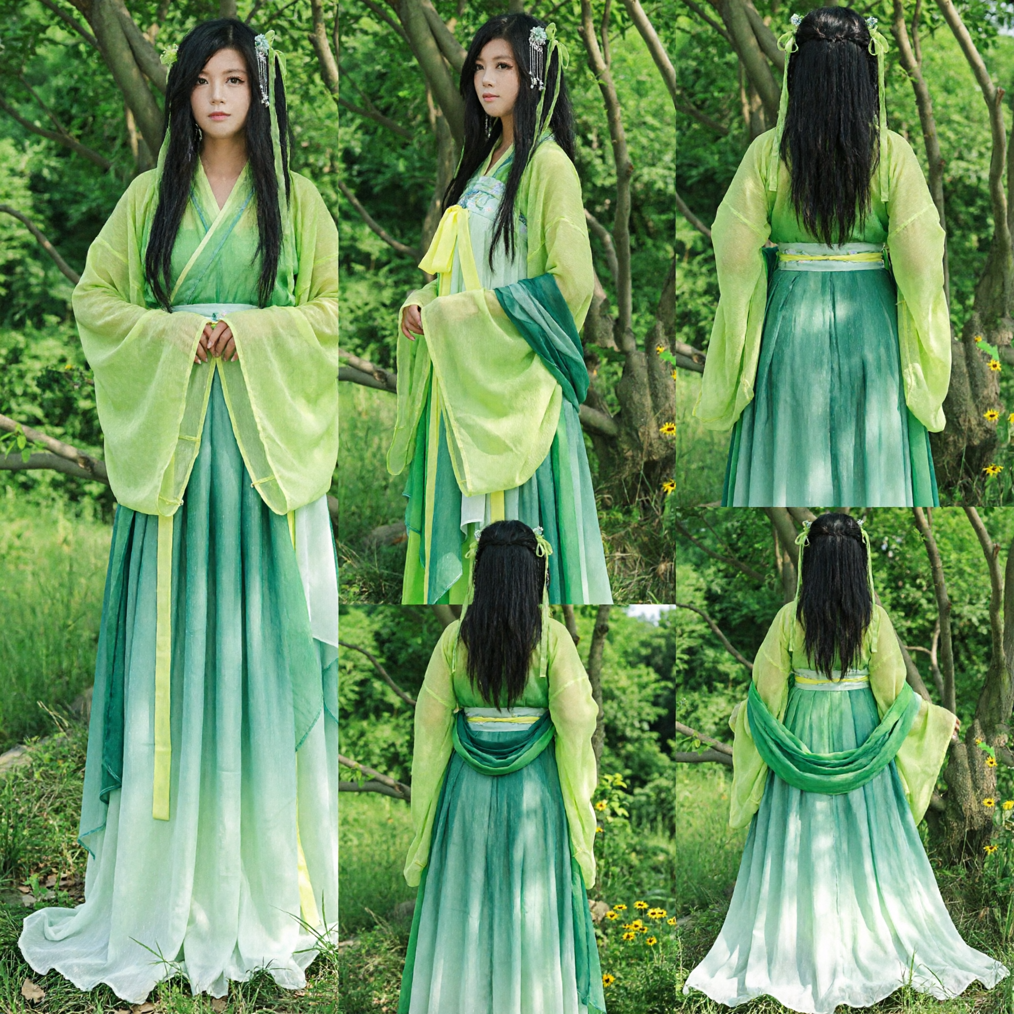 Vibrant Green Traditional Chinese Hanfu Dress Ancient Fairy Costume for Women Cosplay Events
