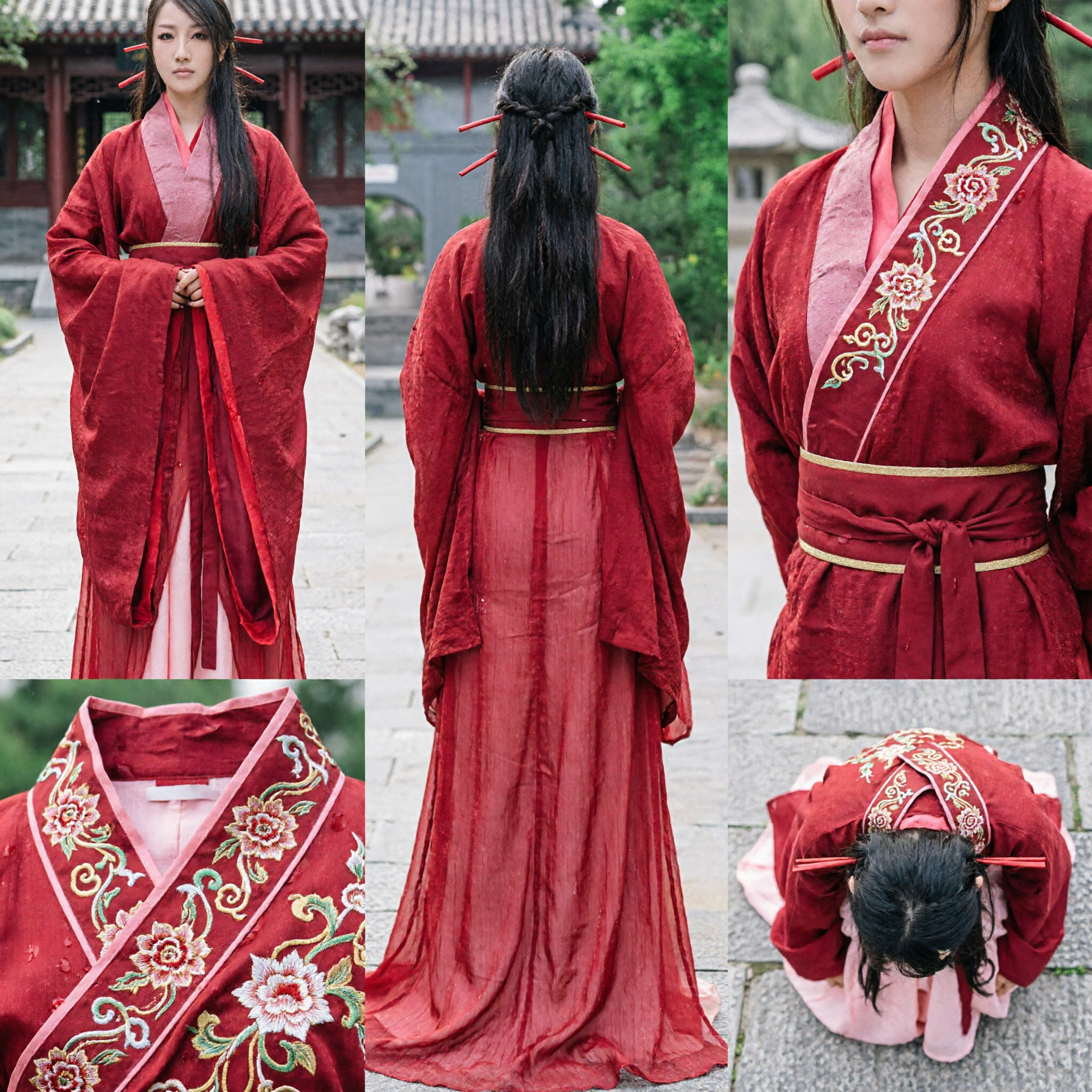 Ancient Chinese Wuxia Swordswoman Red Robe Hanfu Costume Traditional Historical Dress for Women