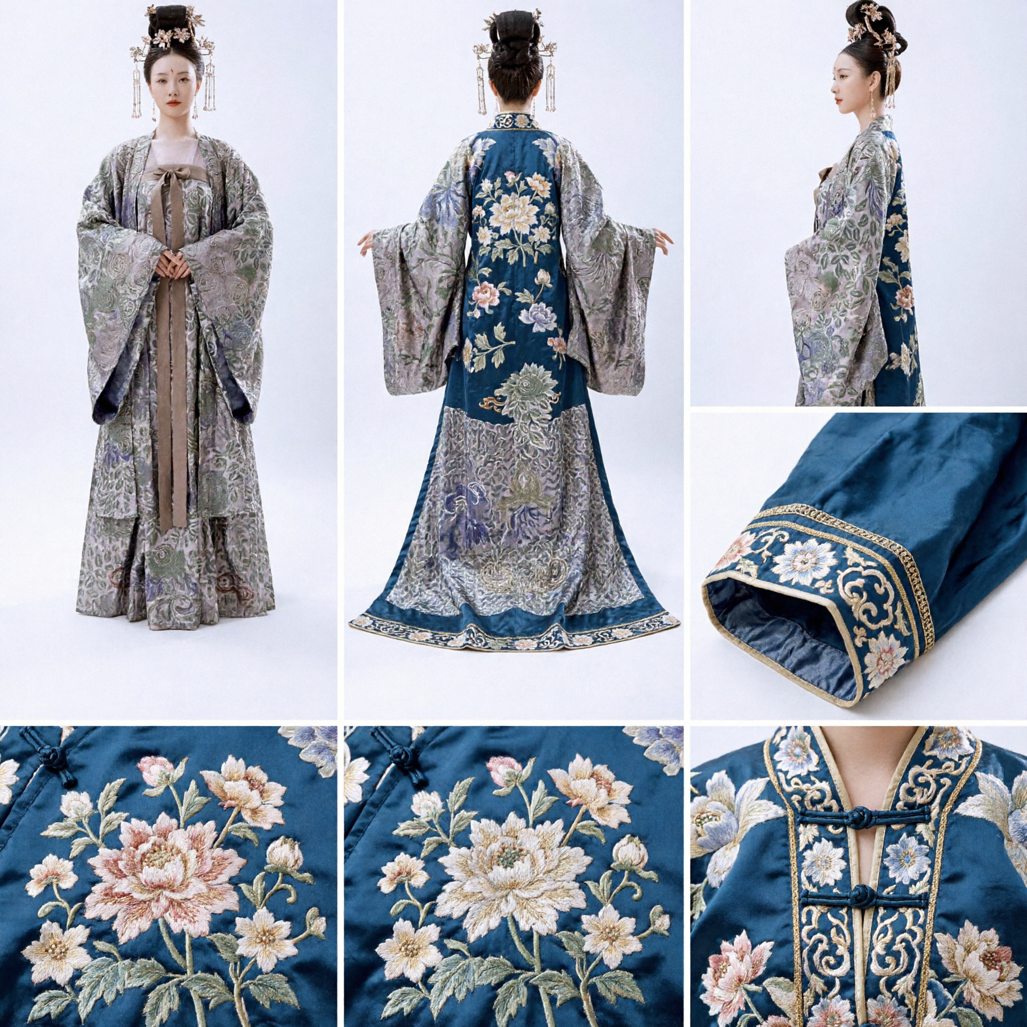 Ancient Chinese Tang Dynasty Princess Costume Traditional Hanfu Green Floral Robe for Women Historical Cosplay